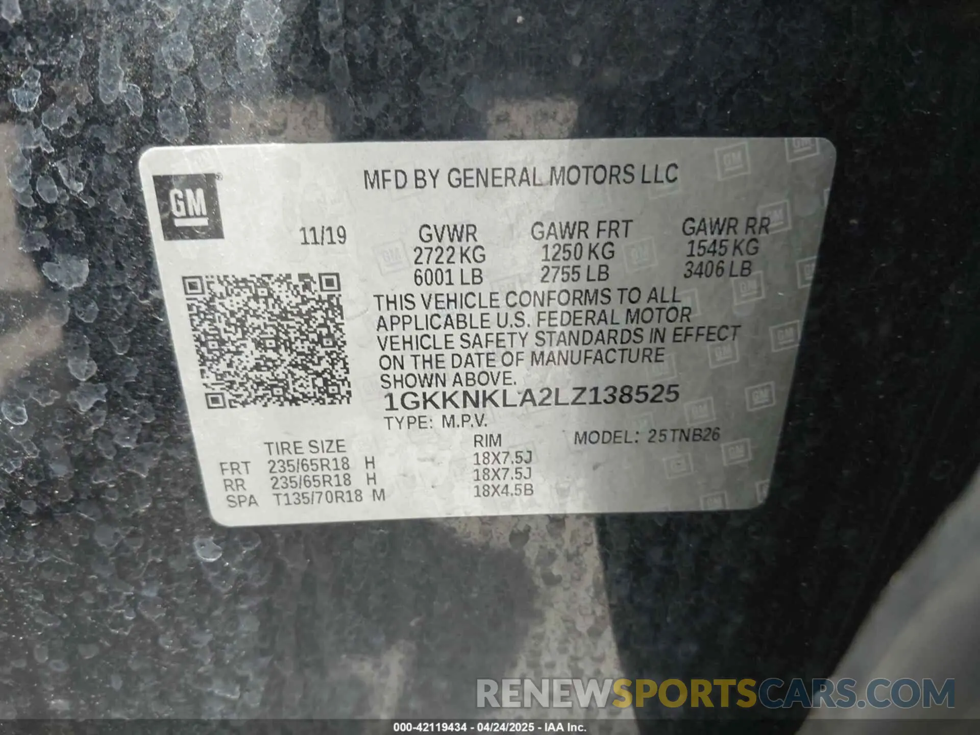 9 Photograph of a damaged car 1GKKNKLA2LZ138525 GMC ACADIA 2020
