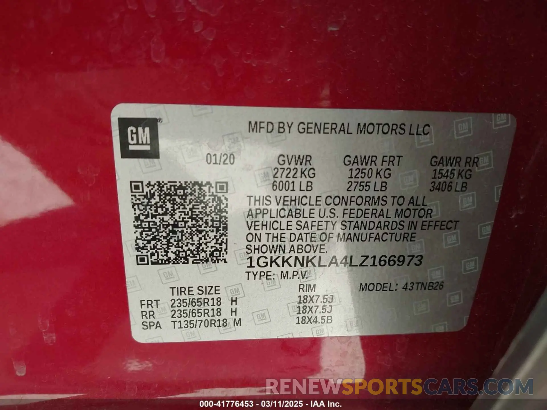 9 Photograph of a damaged car 1GKKNKLA4LZ166973 GMC ACADIA 2020