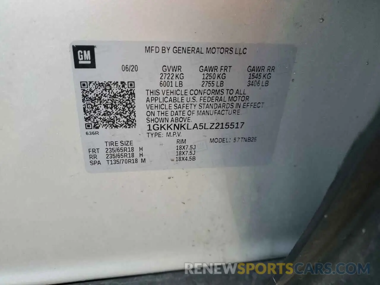 13 Photograph of a damaged car 1GKKNKLA5LZ215517 GMC ACADIA 2020