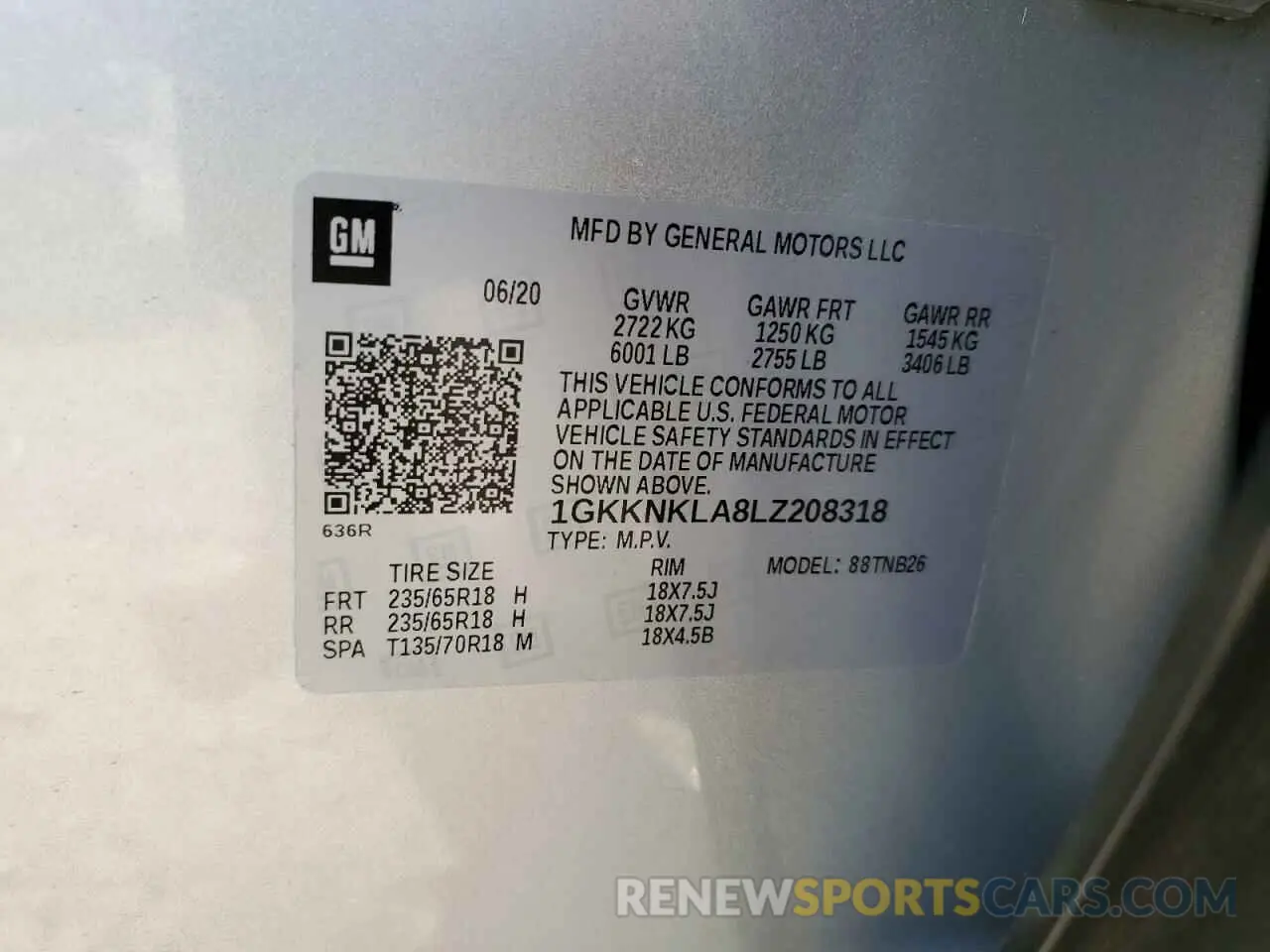 14 Photograph of a damaged car 1GKKNKLA8LZ208318 GMC ACADIA 2020