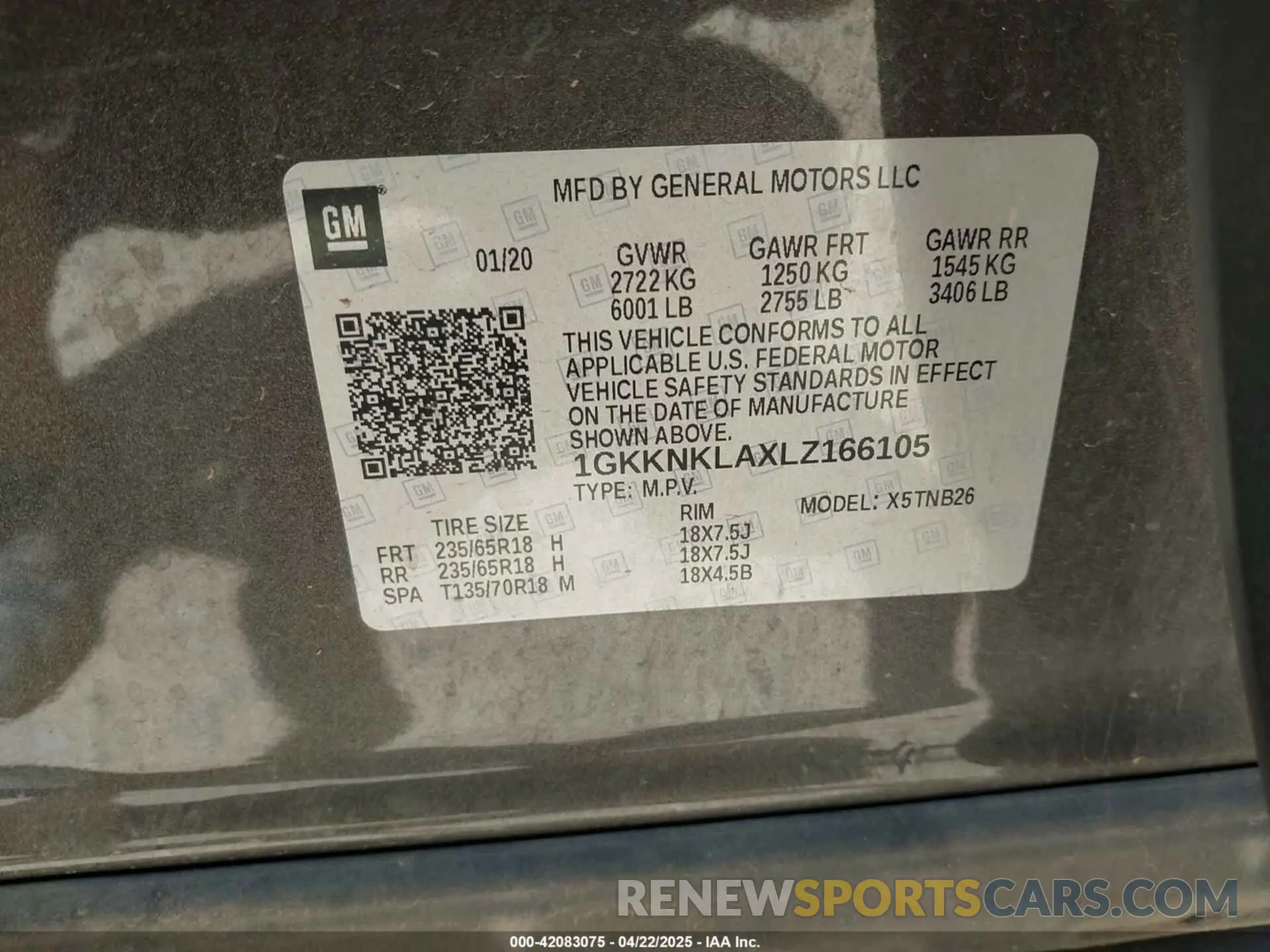 9 Photograph of a damaged car 1GKKNKLAXLZ166105 GMC ACADIA 2020