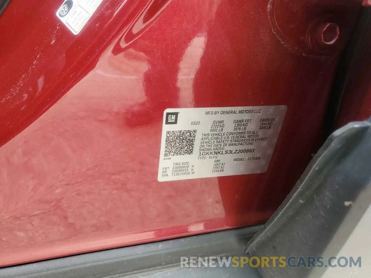 14 Photograph of a damaged car 1GKKNKLS3LZ200863 GMC ACADIA 2020