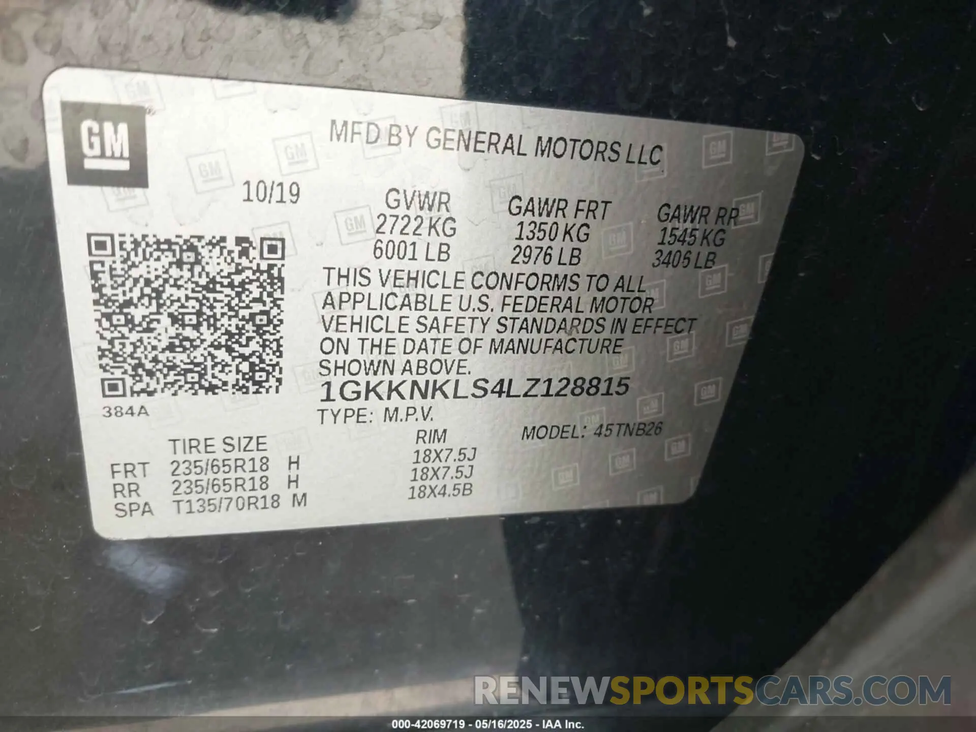 9 Photograph of a damaged car 1GKKNKLS4LZ128815 GMC ACADIA 2020