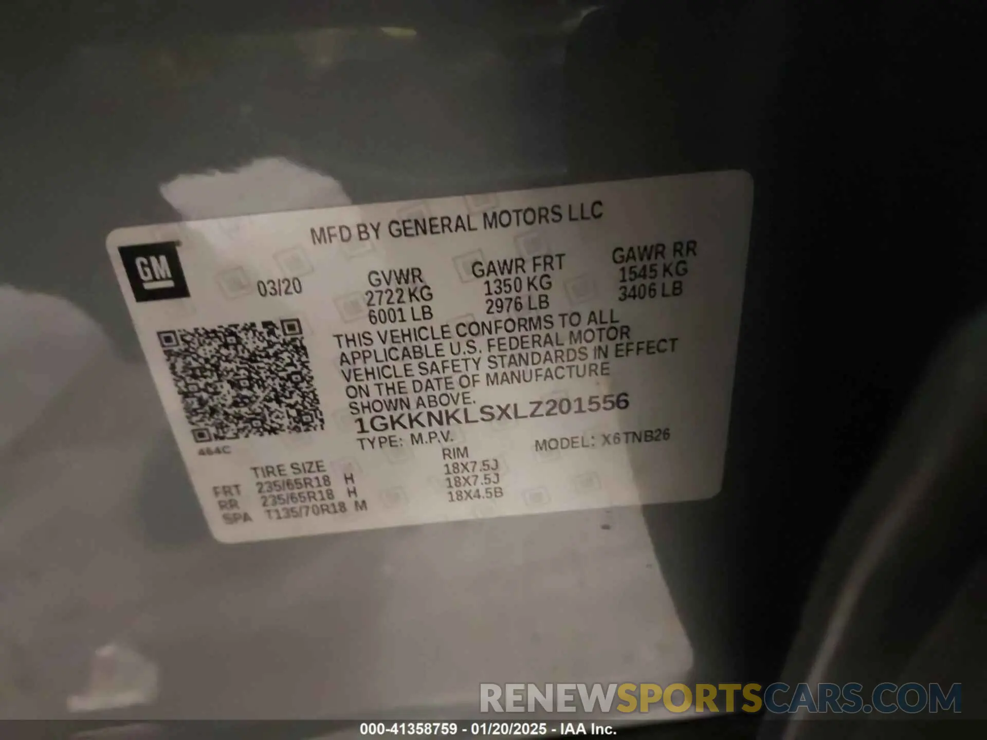 9 Photograph of a damaged car 1GKKNKLSXLZ201556 GMC ACADIA 2020