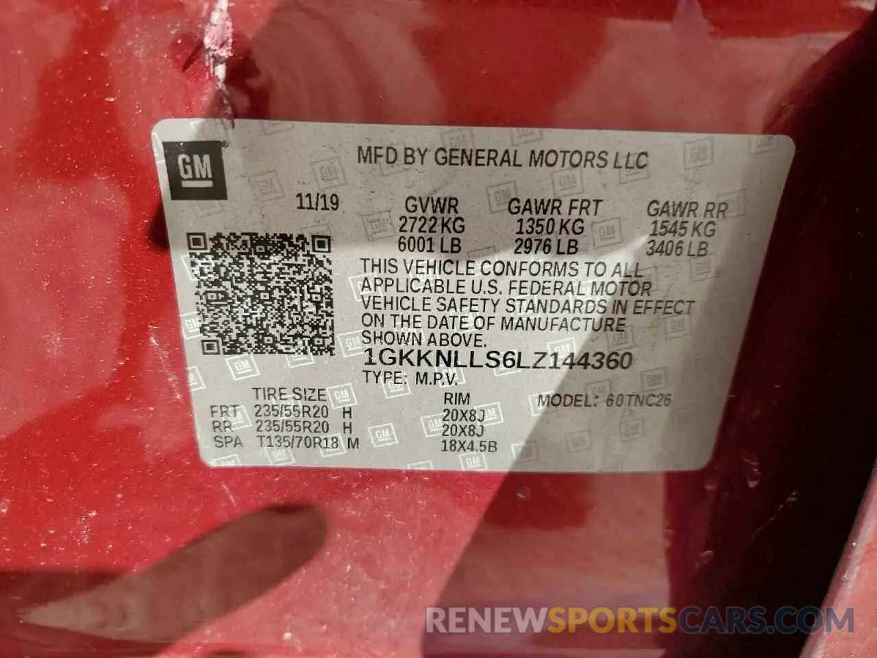 13 Photograph of a damaged car 1GKKNLLS6LZ144360 GMC ACADIA 2020