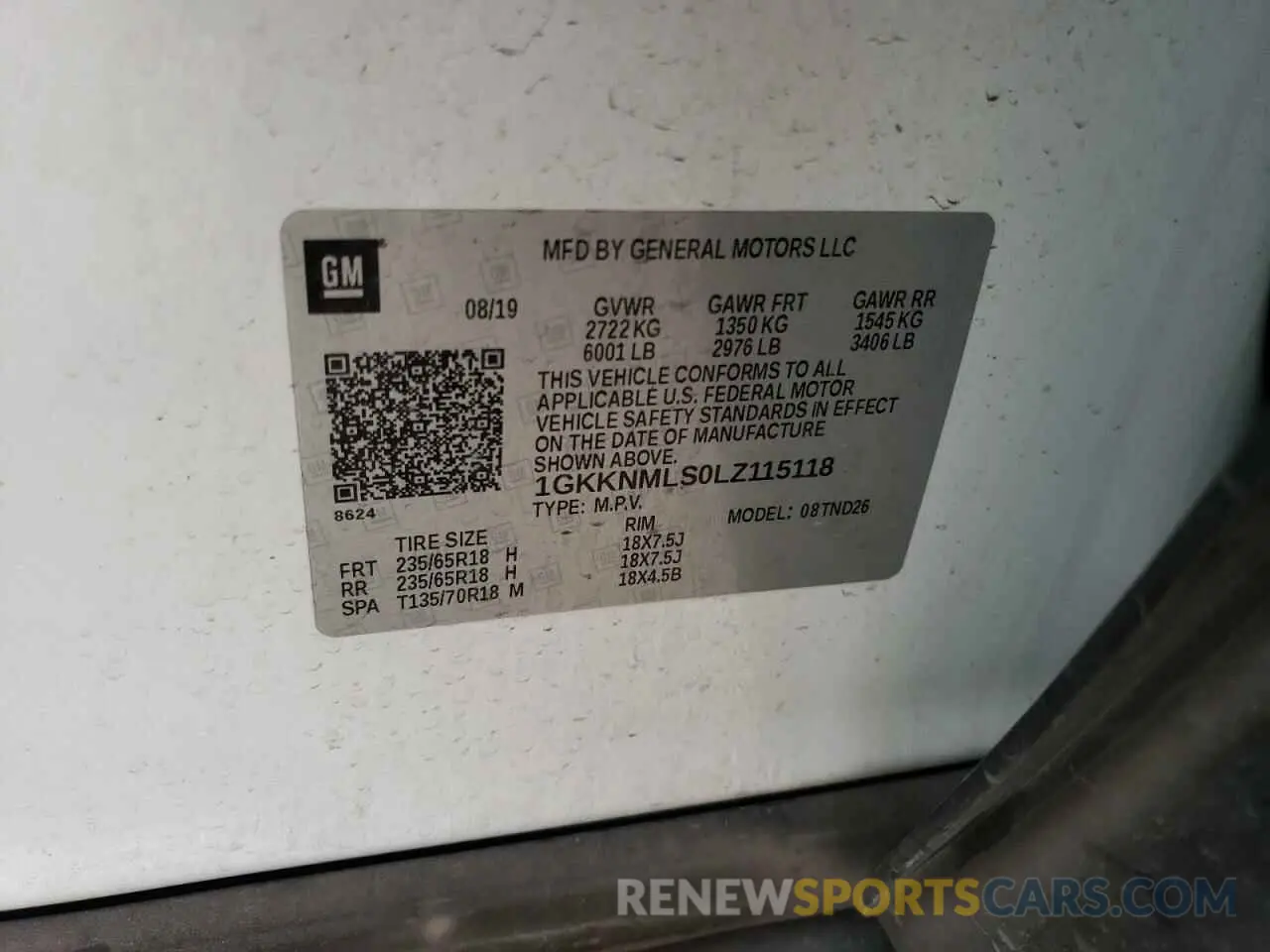 13 Photograph of a damaged car 1GKKNMLS0LZ115118 GMC ACADIA 2020