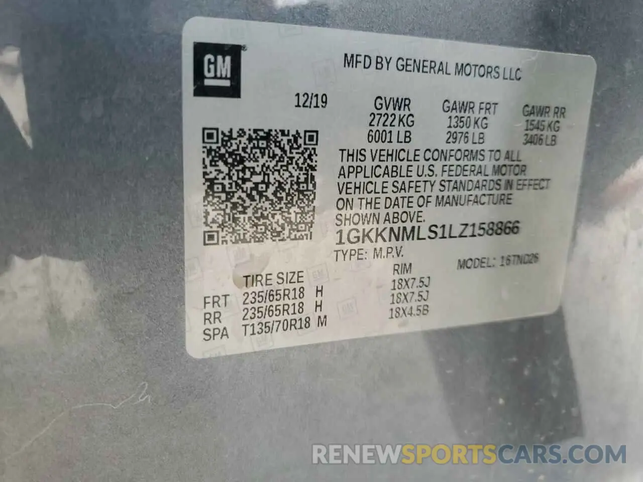 13 Photograph of a damaged car 1GKKNMLS1LZ158866 GMC ACADIA 2020