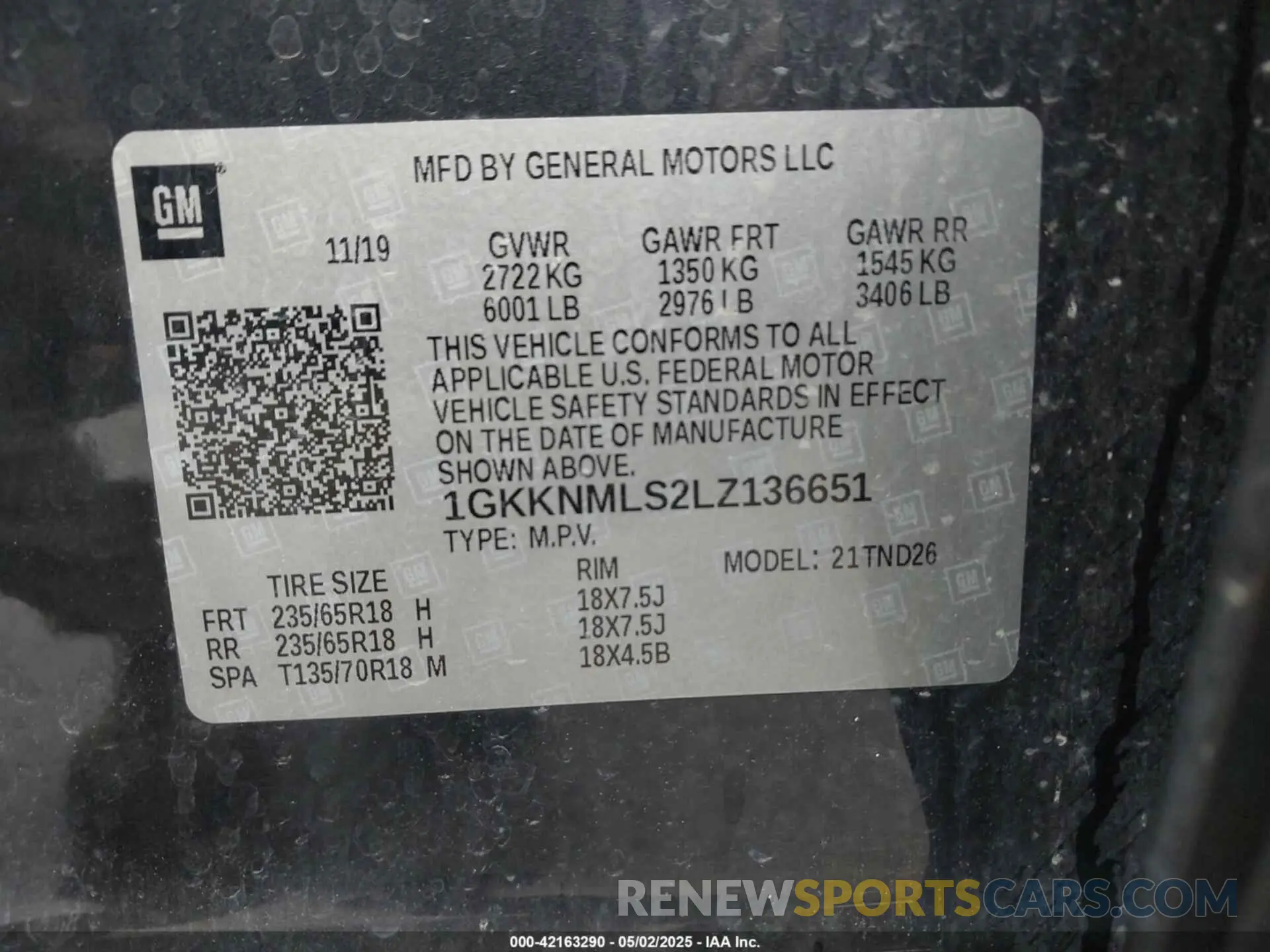 9 Photograph of a damaged car 1GKKNMLS2LZ136651 GMC ACADIA 2020
