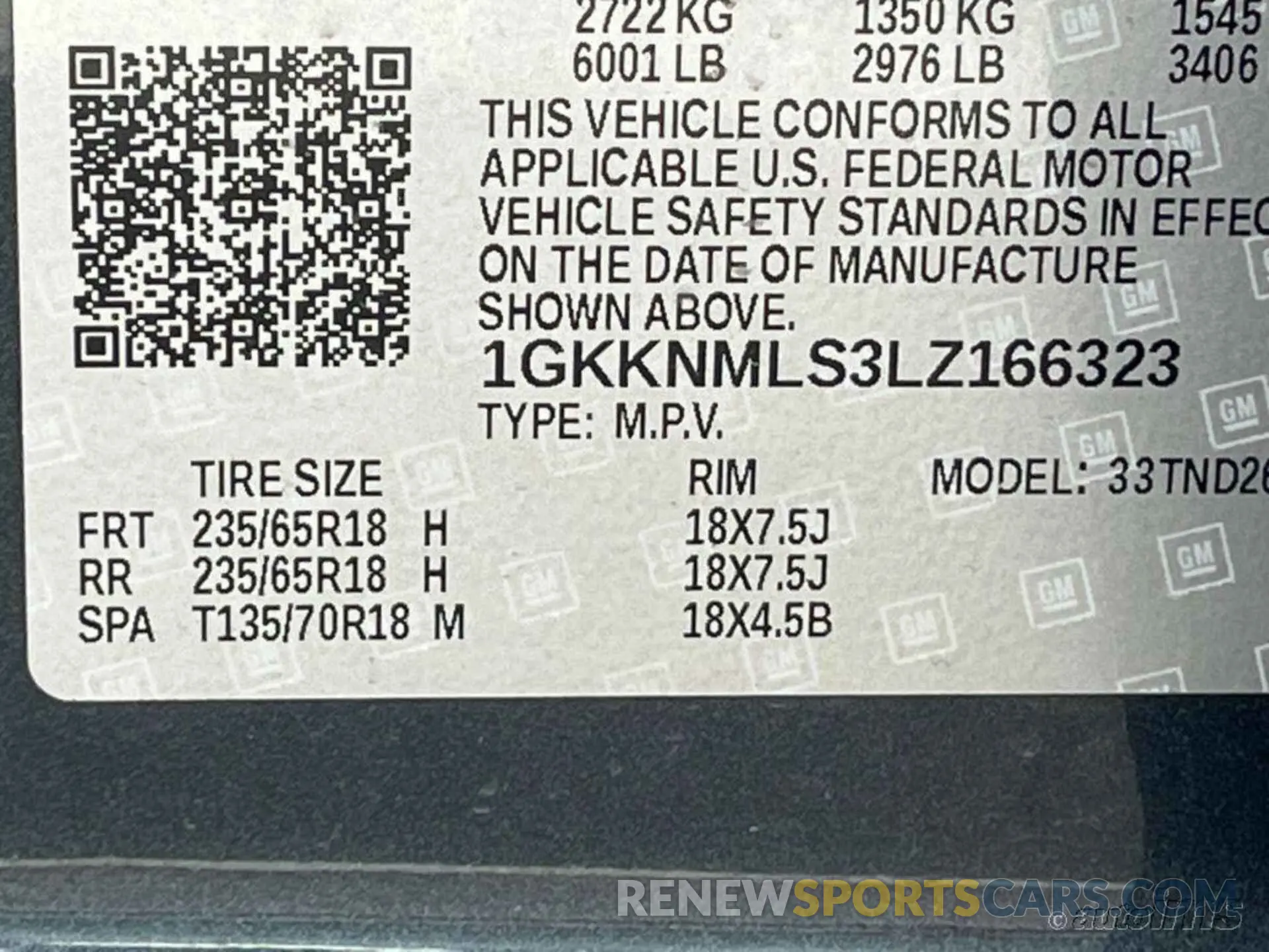 6 Photograph of a damaged car 1GKKNMLS3LZ166323 GMC ACADIA 2020