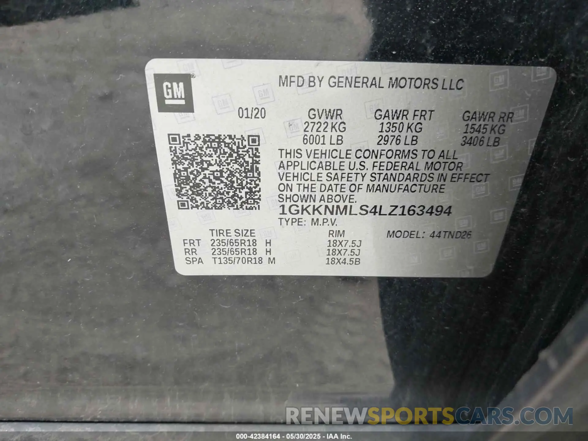 9 Photograph of a damaged car 1GKKNMLS4LZ163494 GMC ACADIA 2020