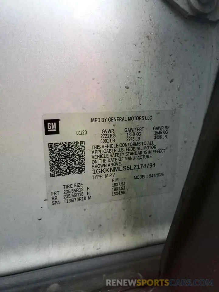 14 Photograph of a damaged car 1GKKNMLS5LZ174794 GMC ACADIA 2020