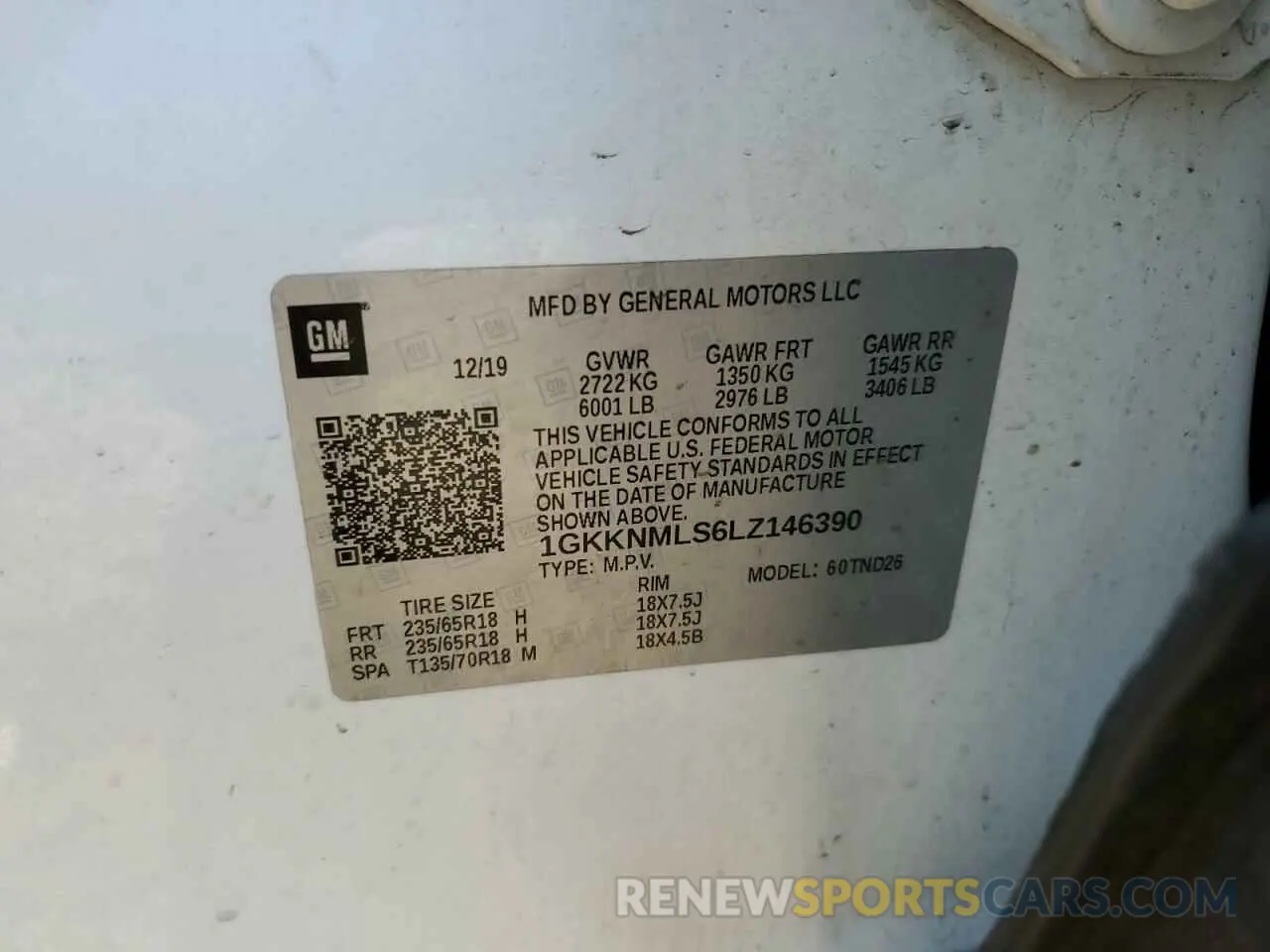 13 Photograph of a damaged car 1GKKNMLS6LZ146390 GMC ACADIA 2020