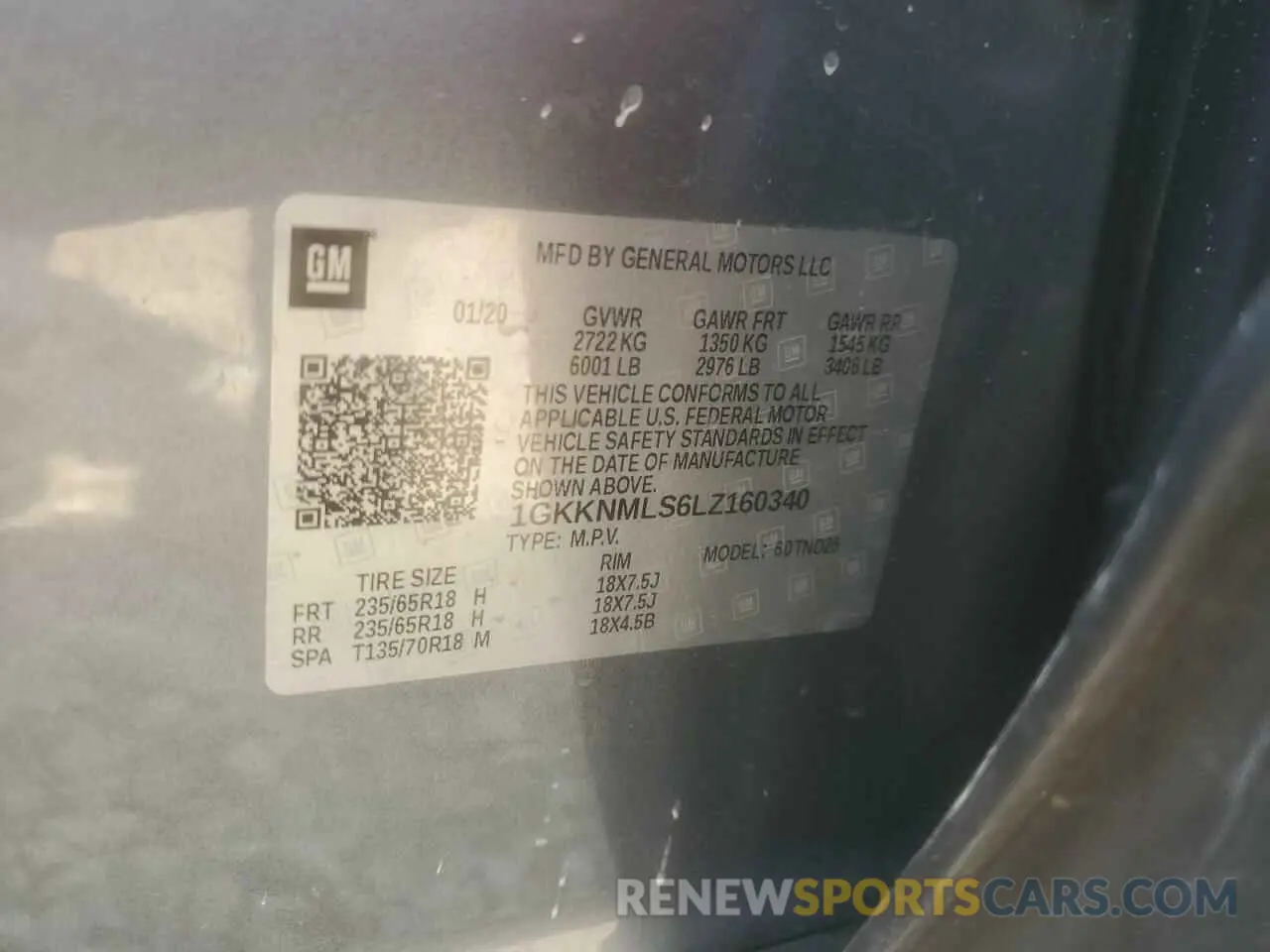 13 Photograph of a damaged car 1GKKNMLS6LZ160340 GMC ACADIA 2020