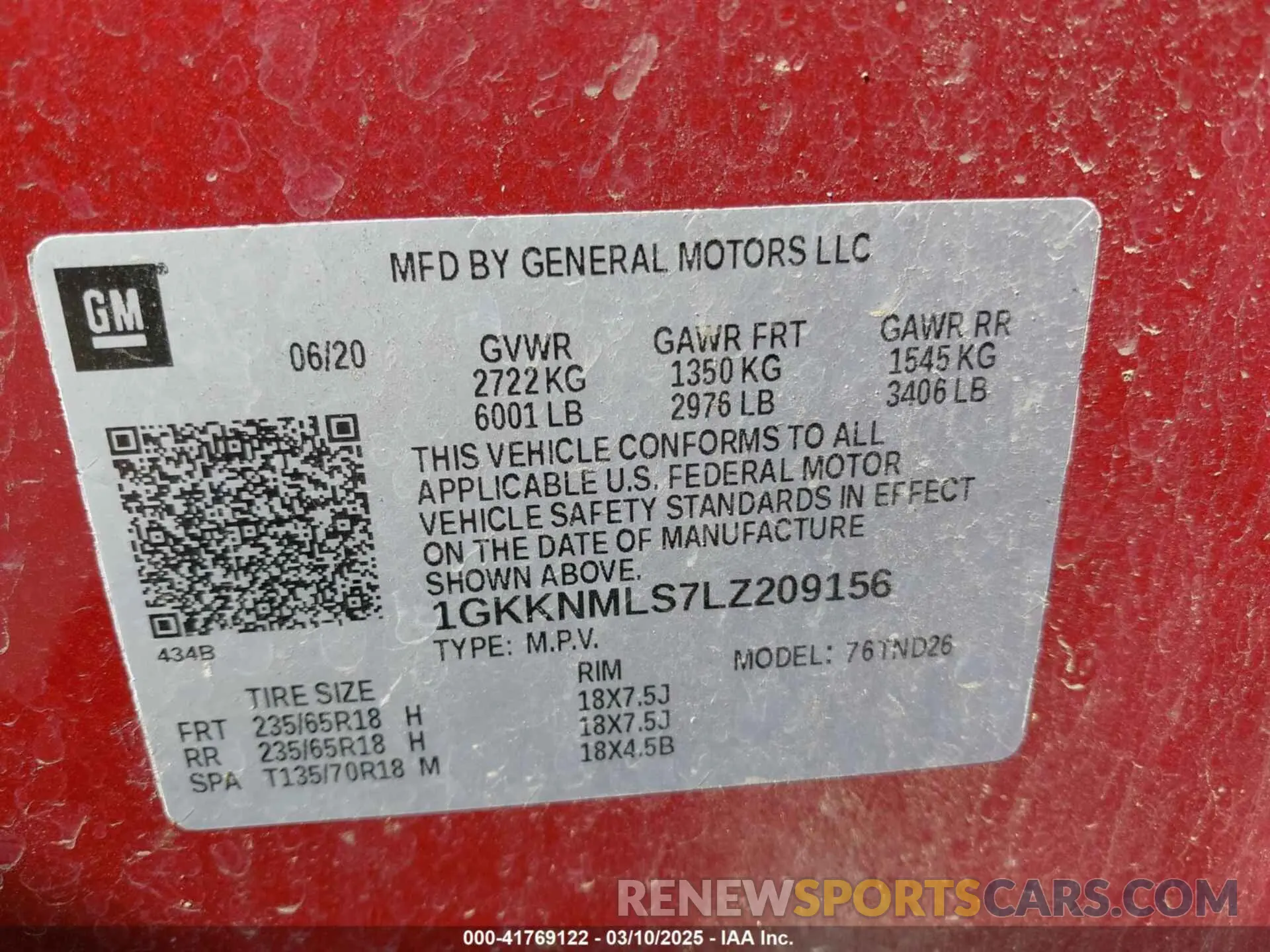 9 Photograph of a damaged car 1GKKNMLS7LZ209156 GMC ACADIA 2020