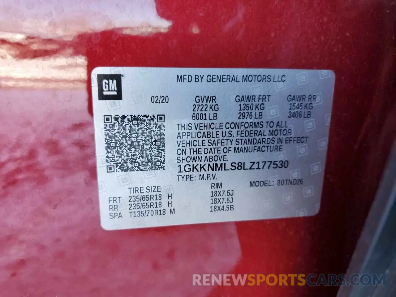 15 Photograph of a damaged car 1GKKNMLS8LZ177530 GMC ACADIA 2020