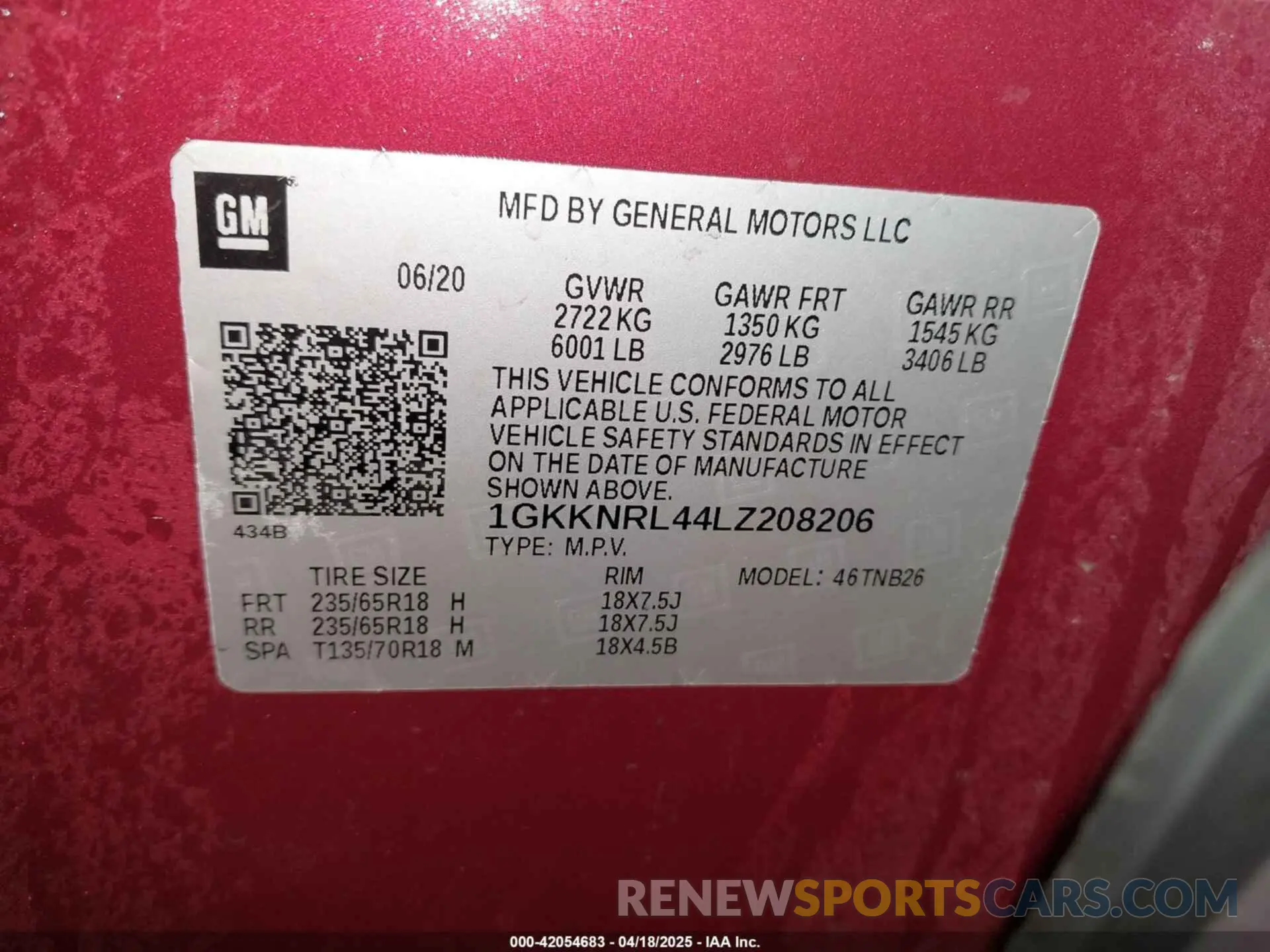 9 Photograph of a damaged car 1GKKNRL44LZ208206 GMC ACADIA 2020
