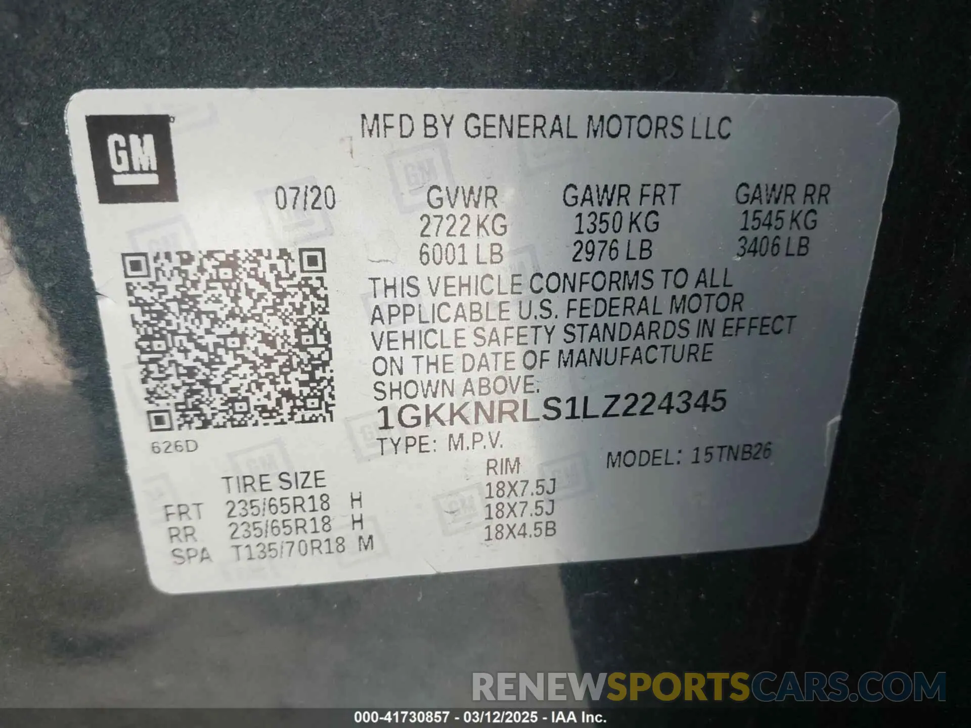 9 Photograph of a damaged car 1GKKNRLS1LZ224345 GMC ACADIA 2020