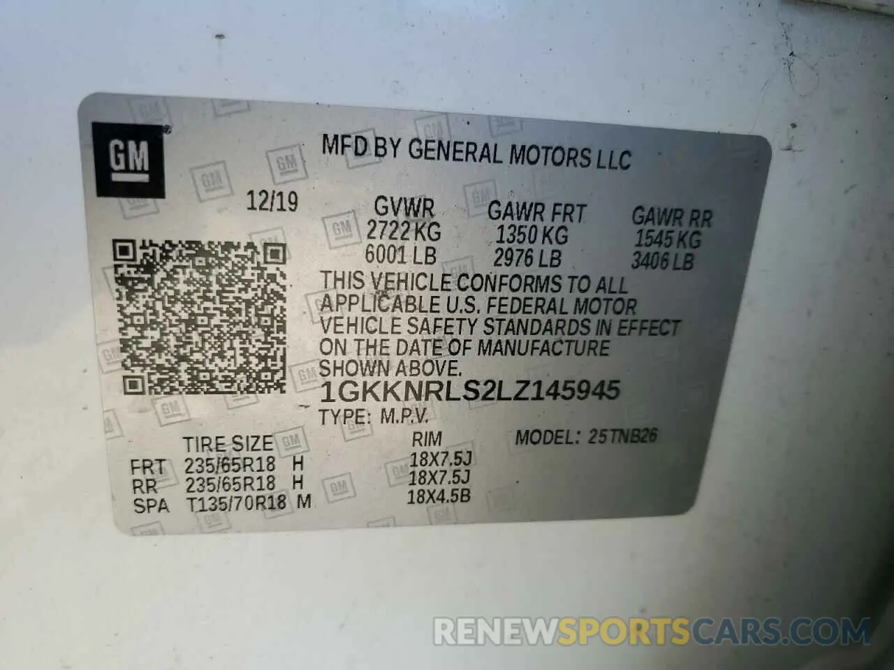 13 Photograph of a damaged car 1GKKNRLS2LZ145945 GMC ACADIA 2020