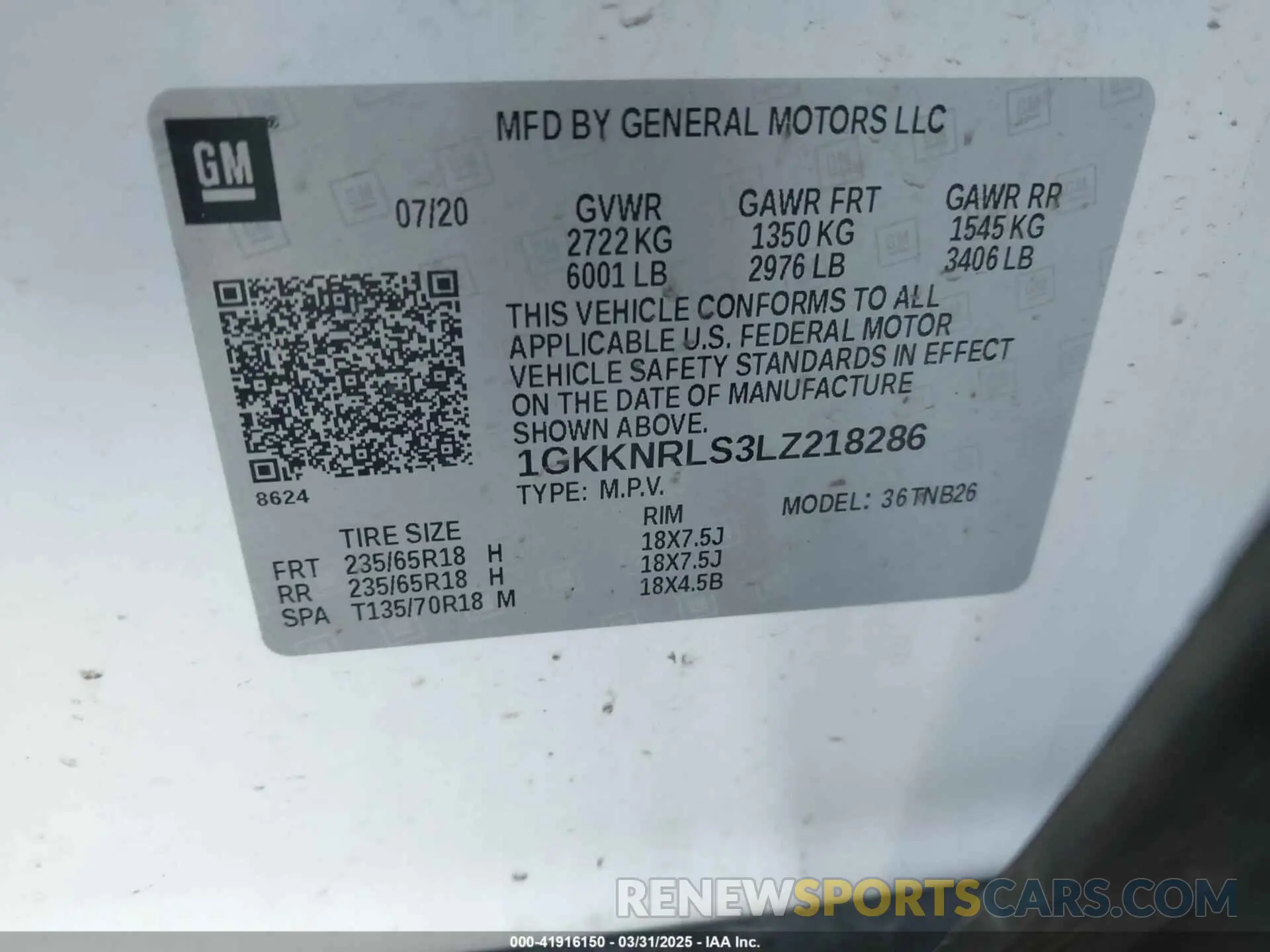 9 Photograph of a damaged car 1GKKNRLS3LZ218286 GMC ACADIA 2020