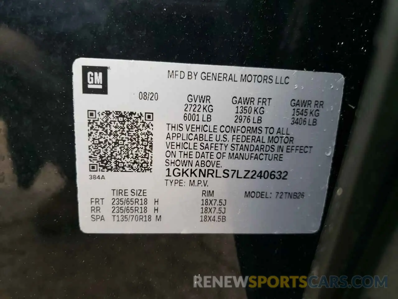 13 Photograph of a damaged car 1GKKNRLS7LZ240632 GMC ACADIA 2020