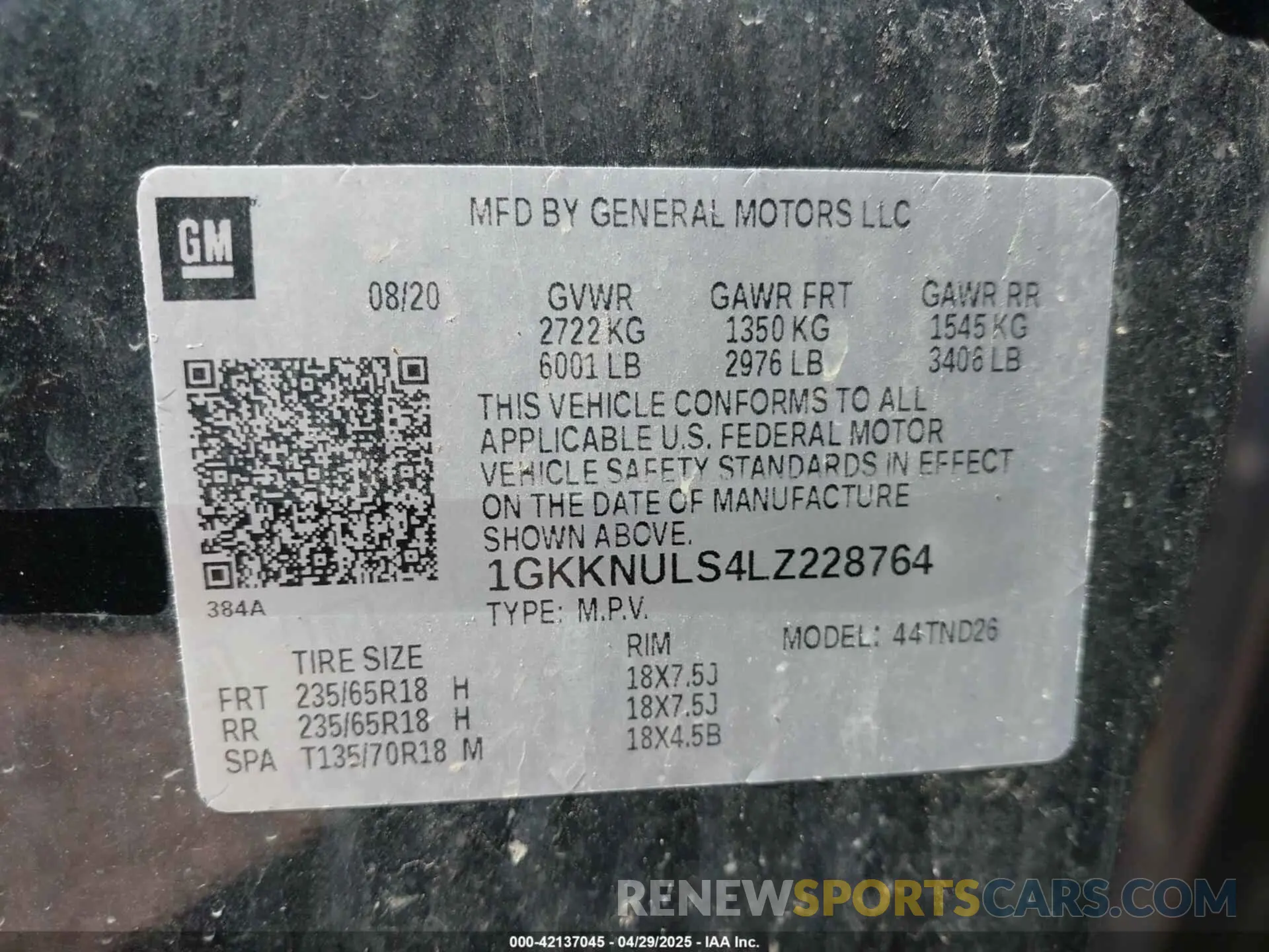 9 Photograph of a damaged car 1GKKNULS4LZ228764 GMC ACADIA 2020