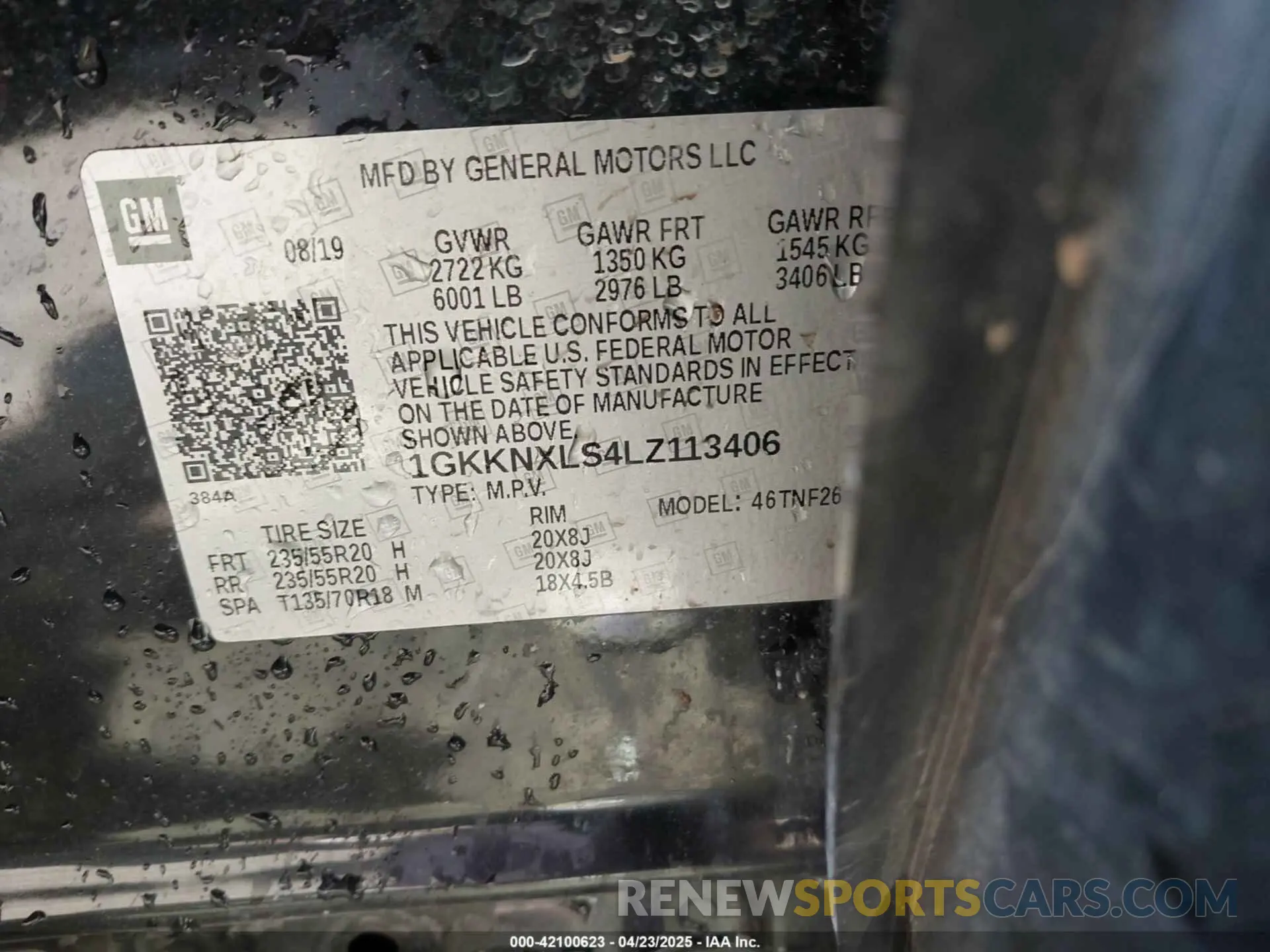 9 Photograph of a damaged car 1GKKNXLS4LZ113406 GMC ACADIA 2020