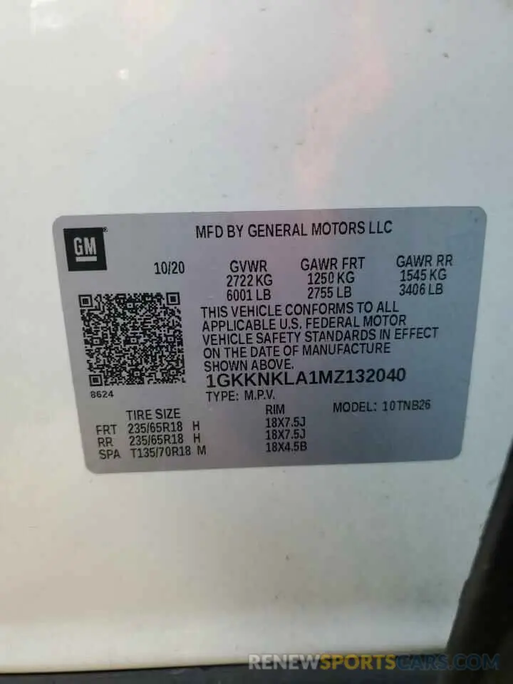 13 Photograph of a damaged car 1GKKNKLA1MZ132040 GMC ACADIA 2021