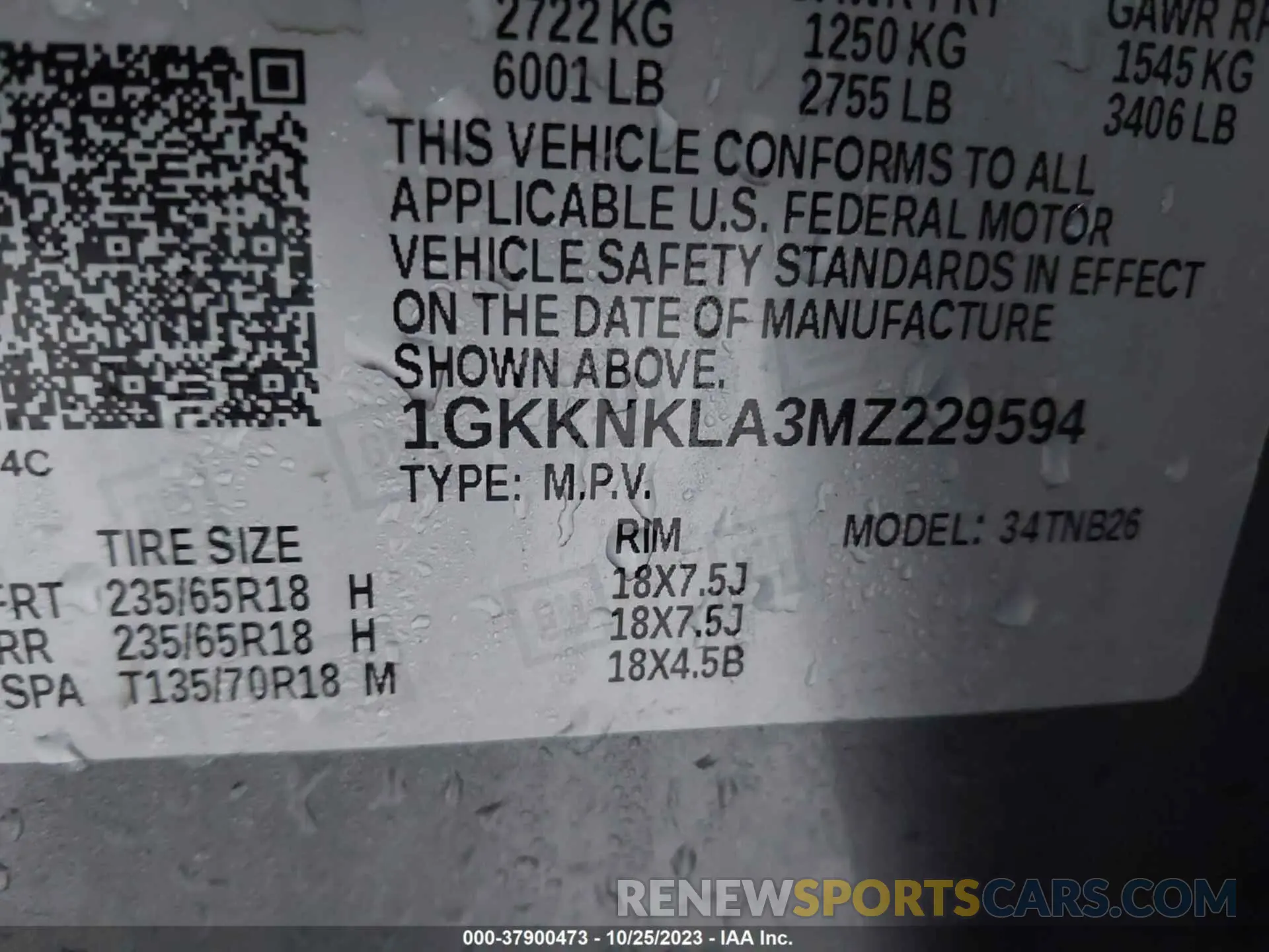 9 Photograph of a damaged car 1GKKNKLA3MZ229594 GMC ACADIA 2021