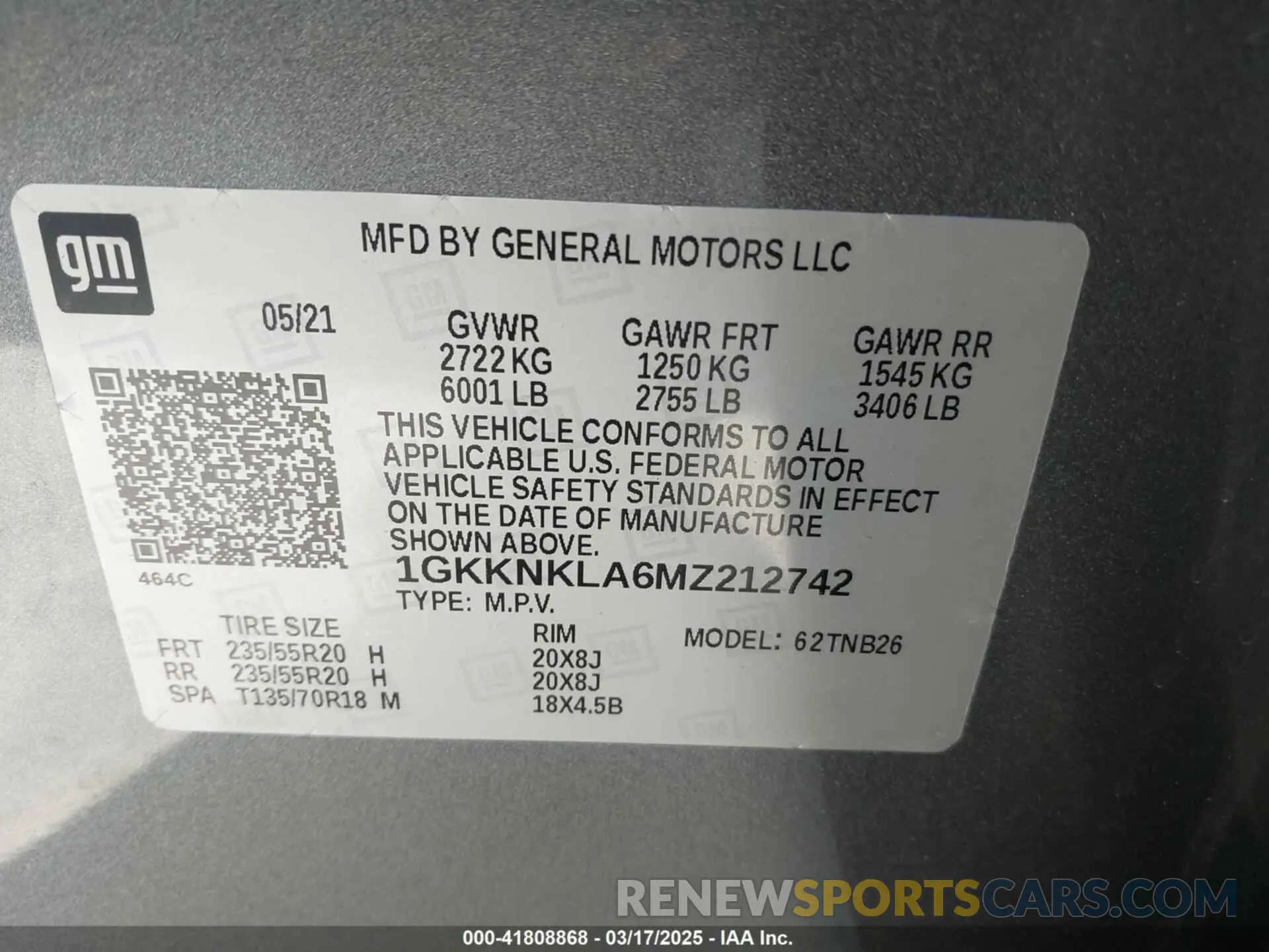 9 Photograph of a damaged car 1GKKNKLA6MZ212742 GMC ACADIA 2021