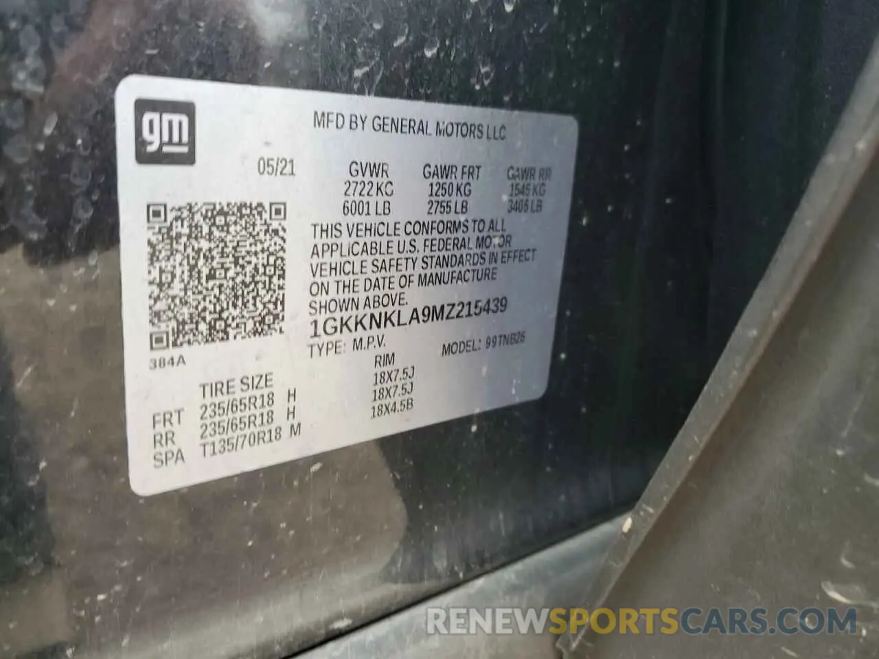 14 Photograph of a damaged car 1GKKNKLA9MZ215439 GMC ACADIA 2021