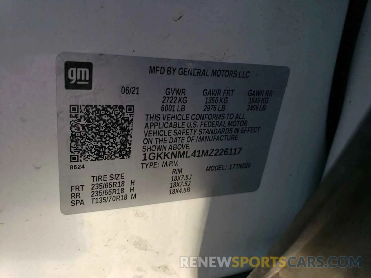 15 Photograph of a damaged car 1GKKNML41MZ226117 GMC ACADIA 2021
