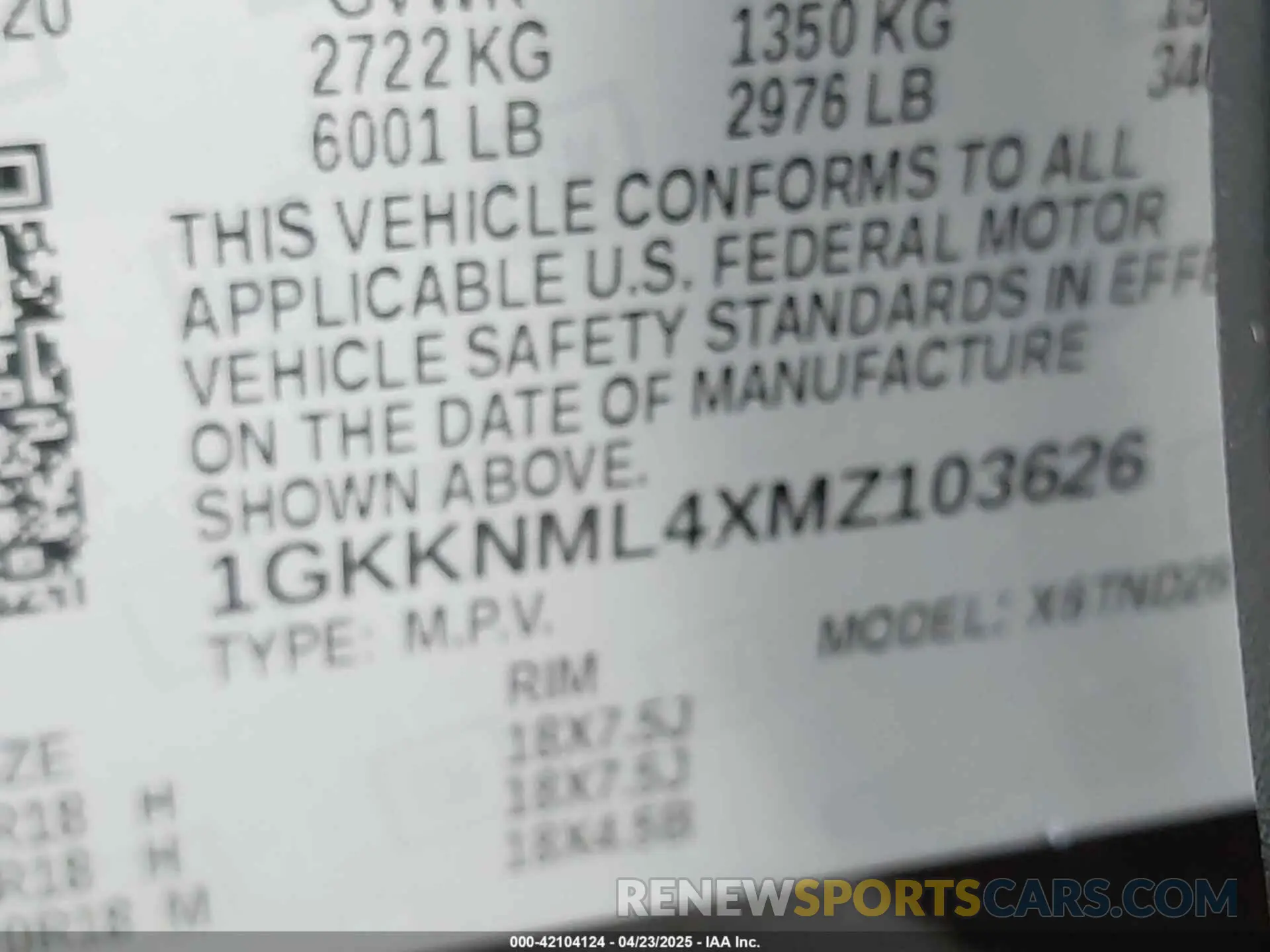 9 Photograph of a damaged car 1GKKNML4XMZ103626 GMC ACADIA 2021
