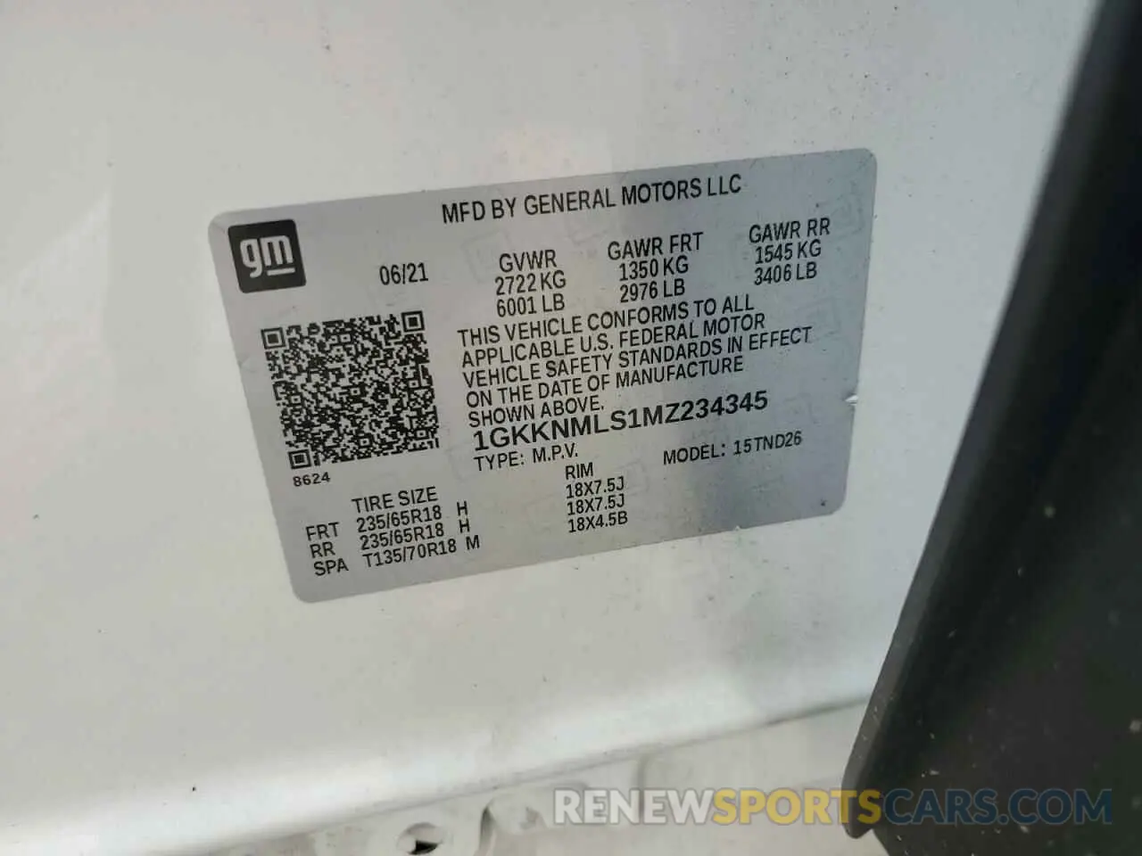 14 Photograph of a damaged car 1GKKNMLS1MZ234345 GMC ACADIA 2021