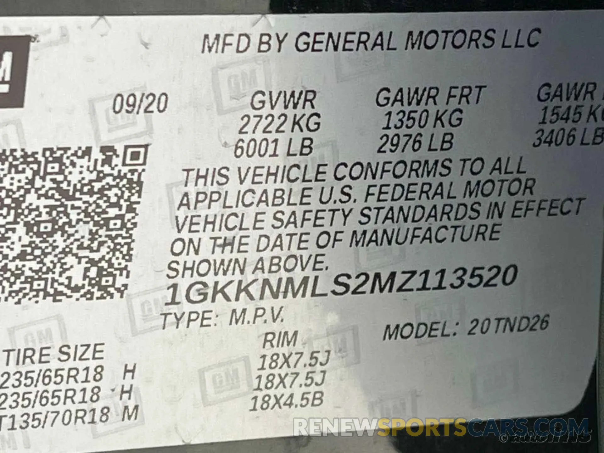 10 Photograph of a damaged car 1GKKNMLS2MZ113520 GMC ACADIA 2021