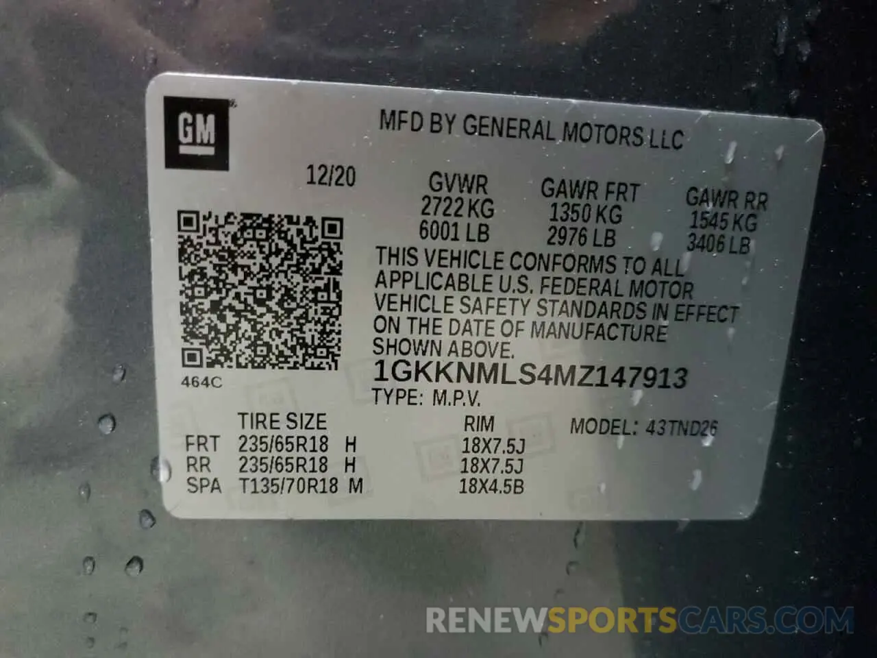 12 Photograph of a damaged car 1GKKNMLS4MZ147913 GMC ACADIA 2021