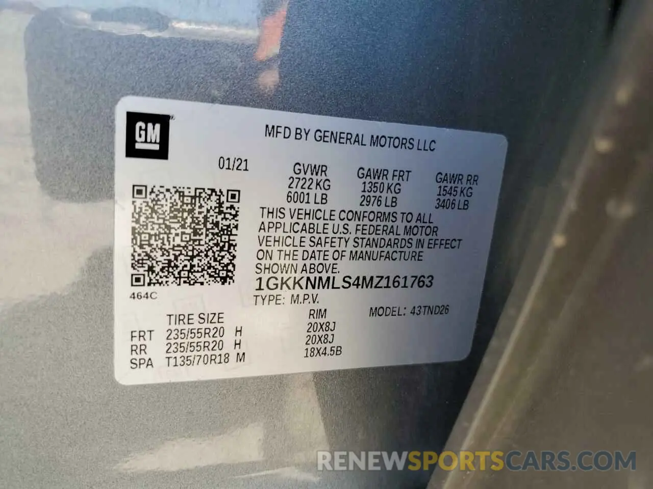 13 Photograph of a damaged car 1GKKNMLS4MZ161763 GMC ACADIA 2021