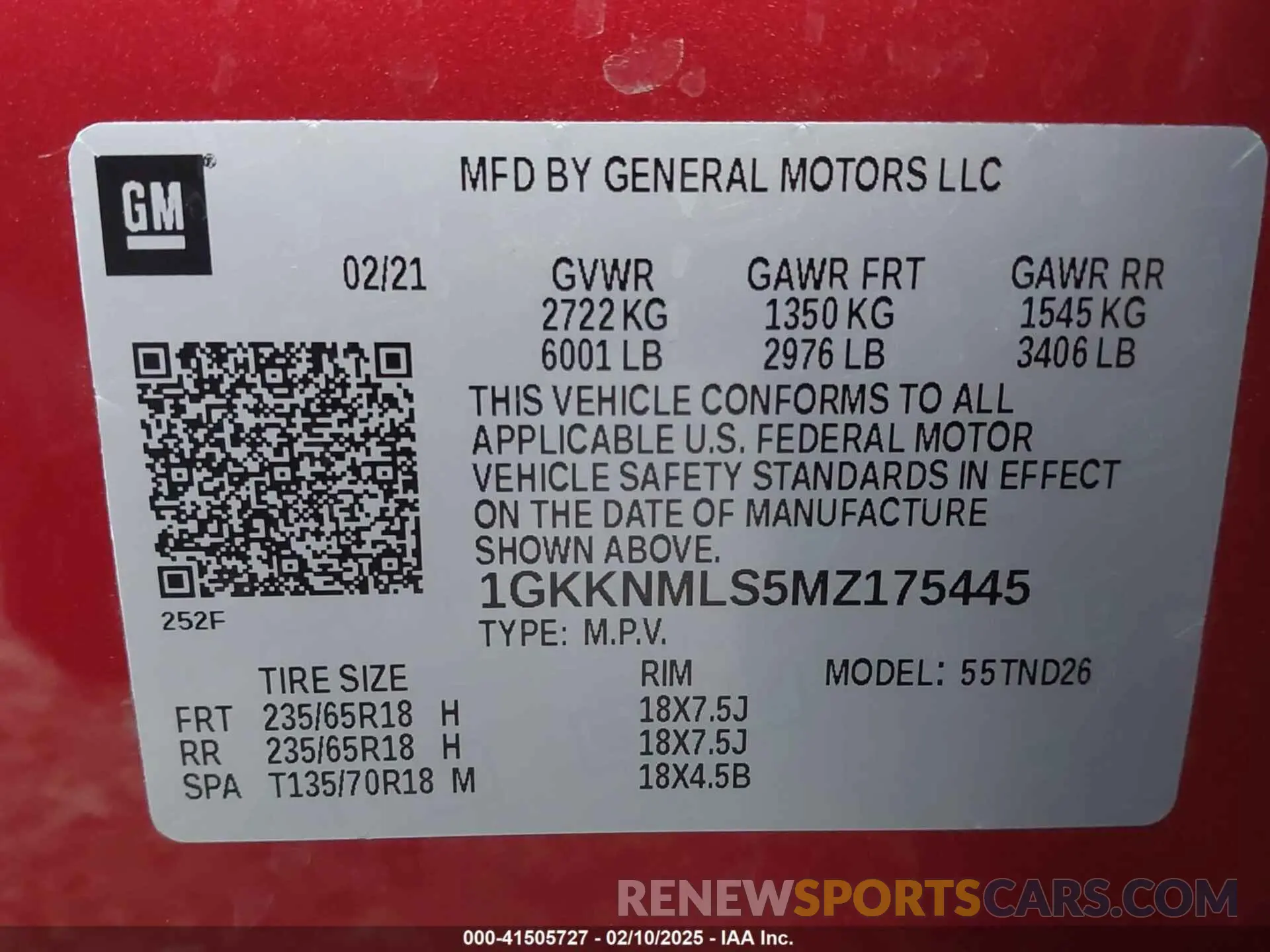 9 Photograph of a damaged car 1GKKNMLS5MZ175445 GMC ACADIA 2021