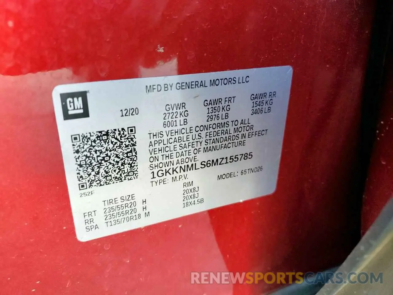 14 Photograph of a damaged car 1GKKNMLS6MZ155785 GMC ACADIA 2021