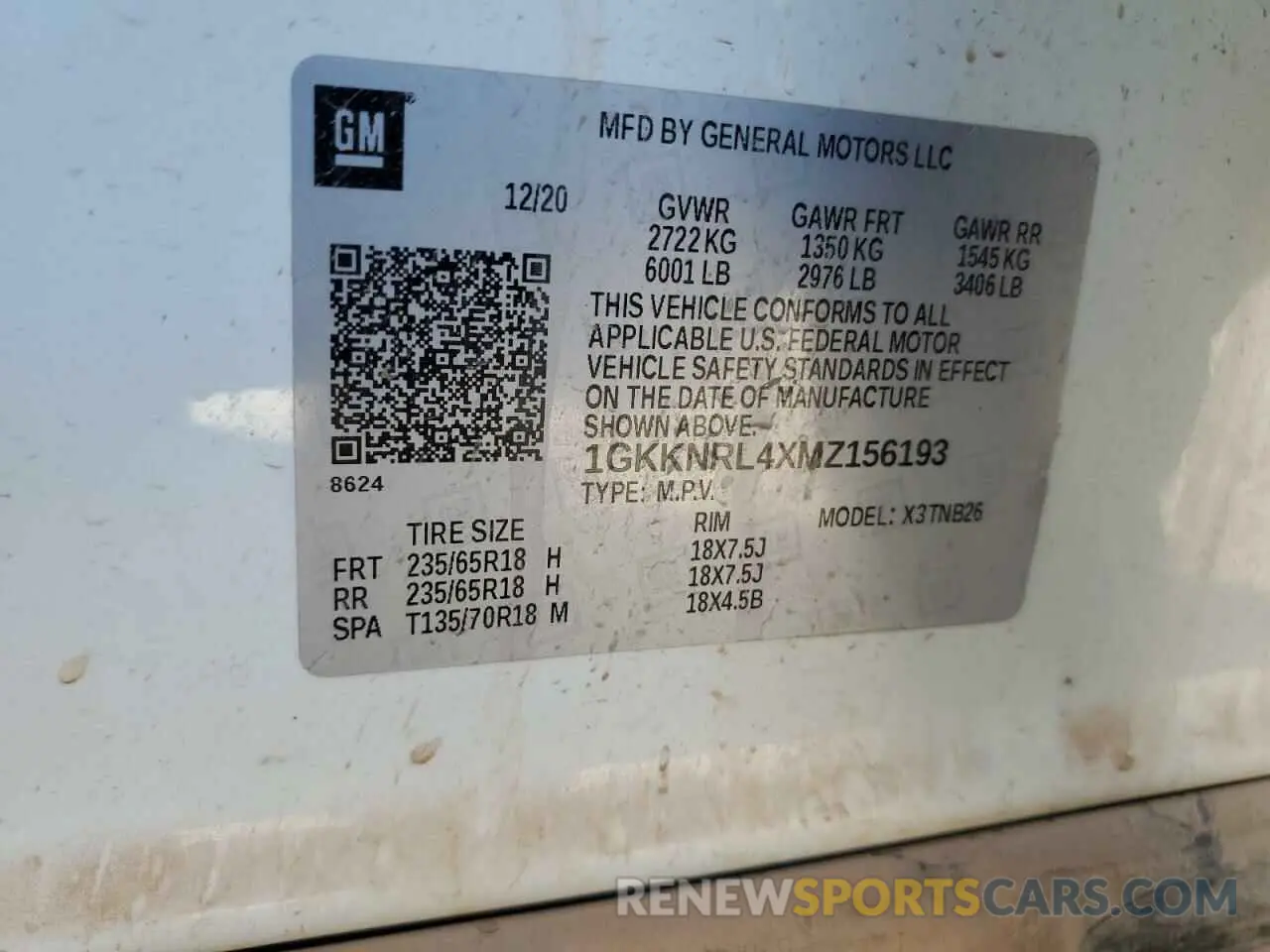 15 Photograph of a damaged car 1GKKNRL4XMZ156193 GMC ACADIA 2021