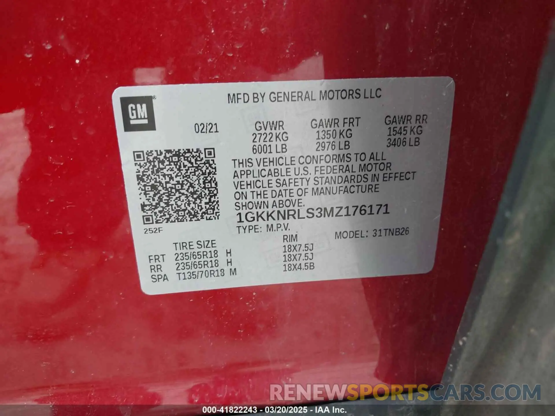 9 Photograph of a damaged car 1GKKNRLS3MZ176171 GMC ACADIA 2021