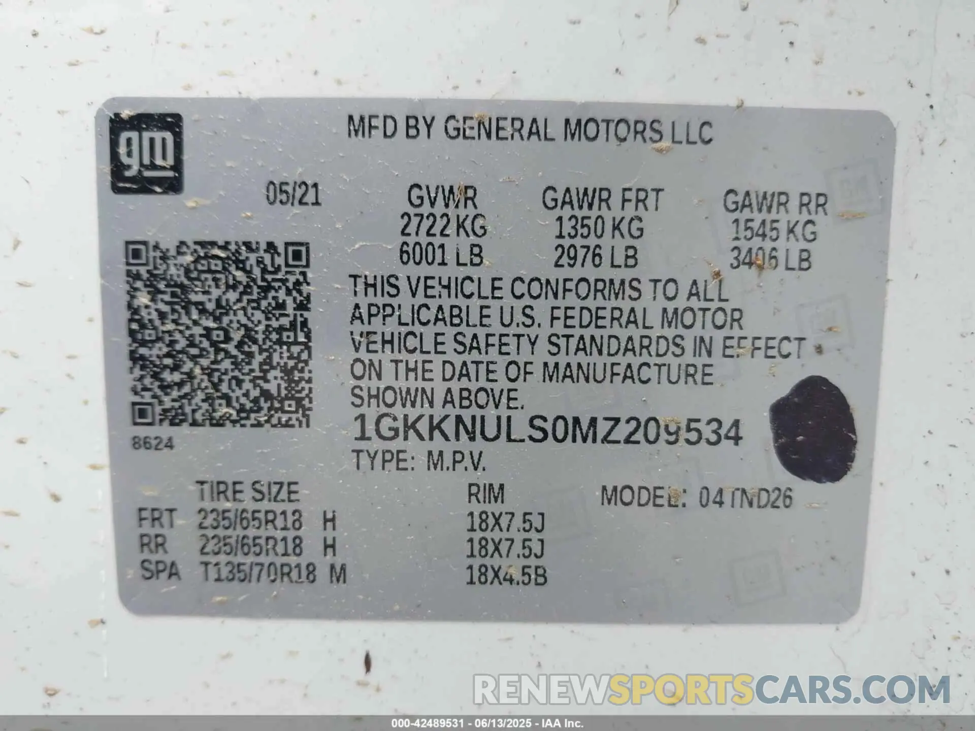 9 Photograph of a damaged car 1GKKNULS0MZ209534 GMC ACADIA 2021