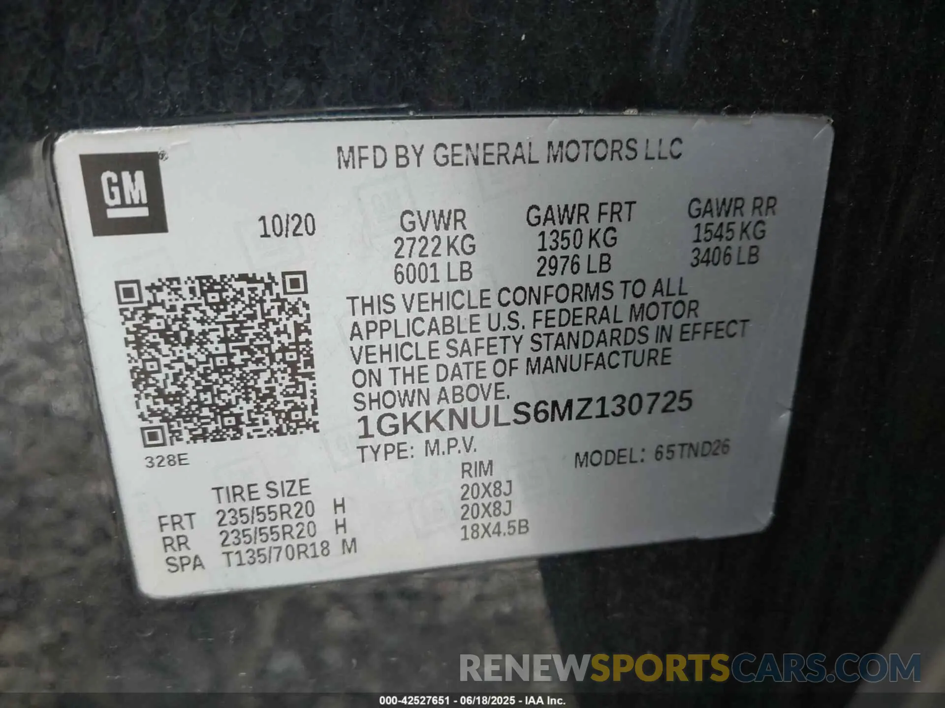 9 Photograph of a damaged car 1GKKNULS6MZ130725 GMC ACADIA 2021