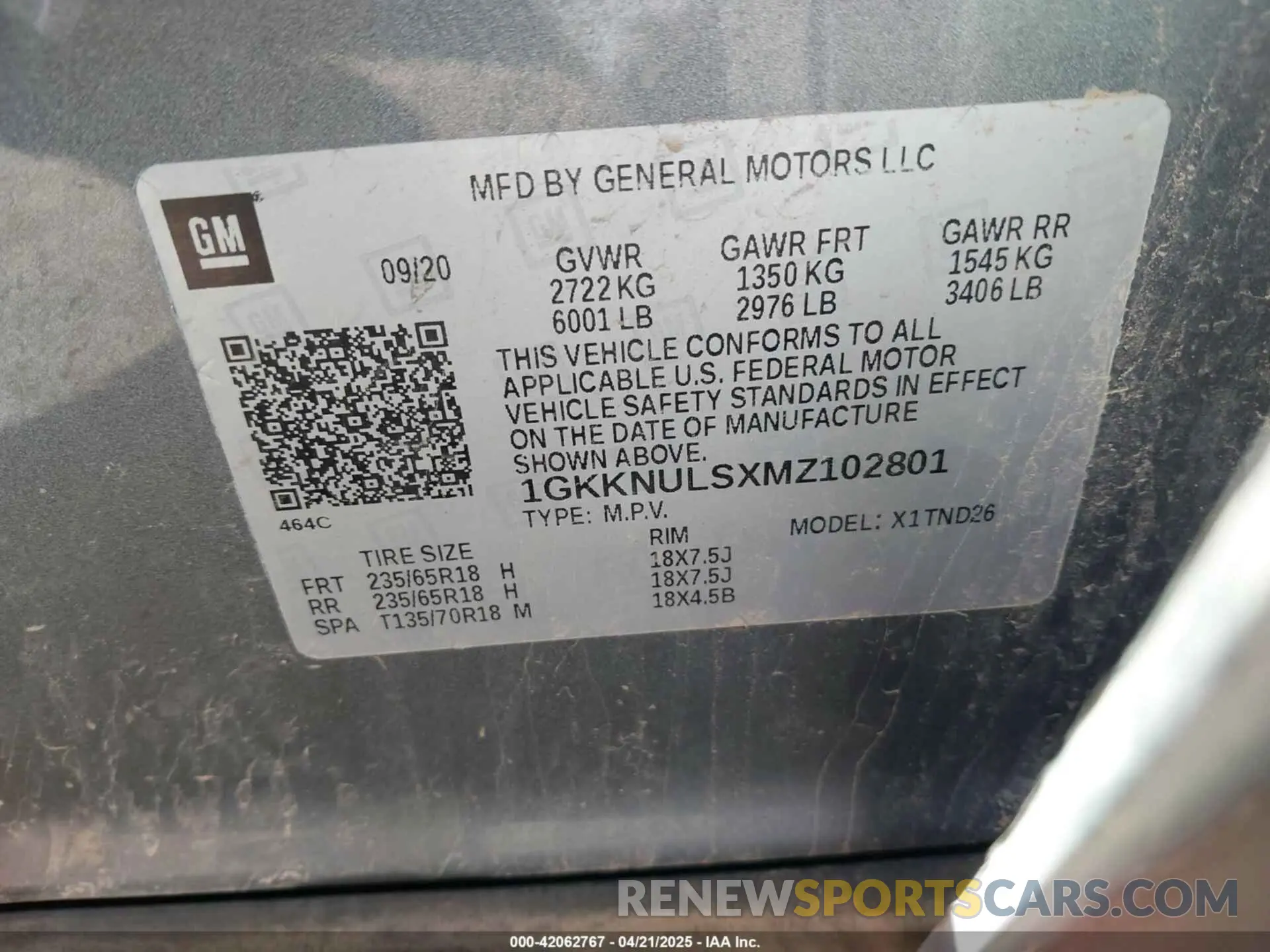 9 Photograph of a damaged car 1GKKNULSXMZ102801 GMC ACADIA 2021
