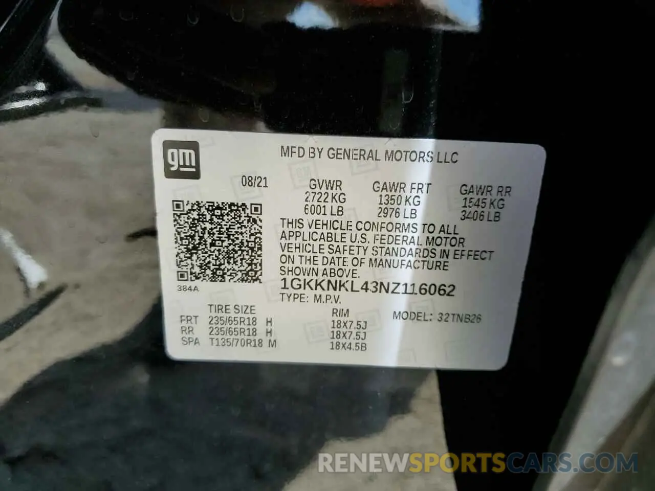 13 Photograph of a damaged car 1GKKNKL43NZ116062 GMC ACADIA 2022
