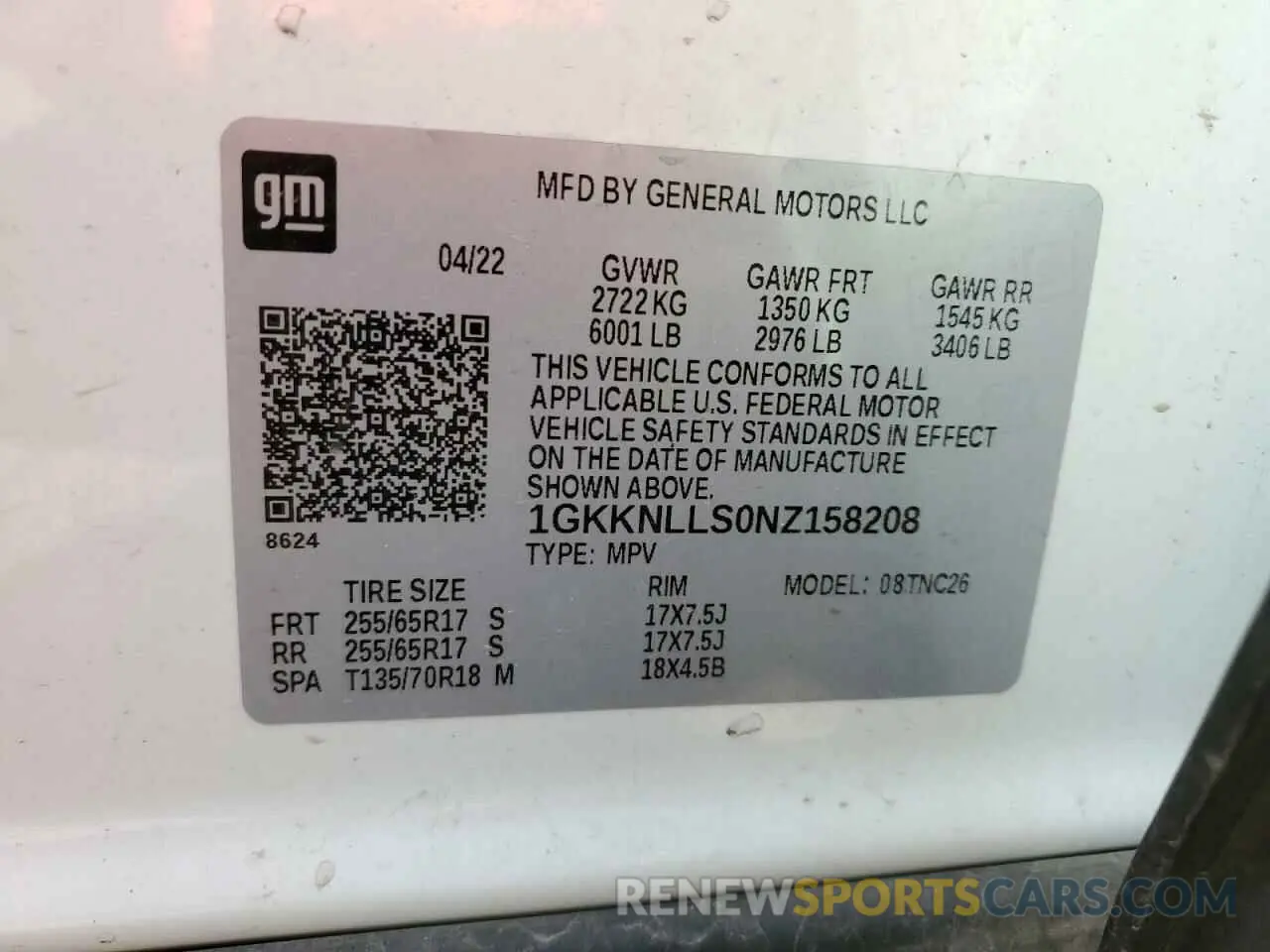15 Photograph of a damaged car 1GKKNLLS0NZ158208 GMC ACADIA 2022