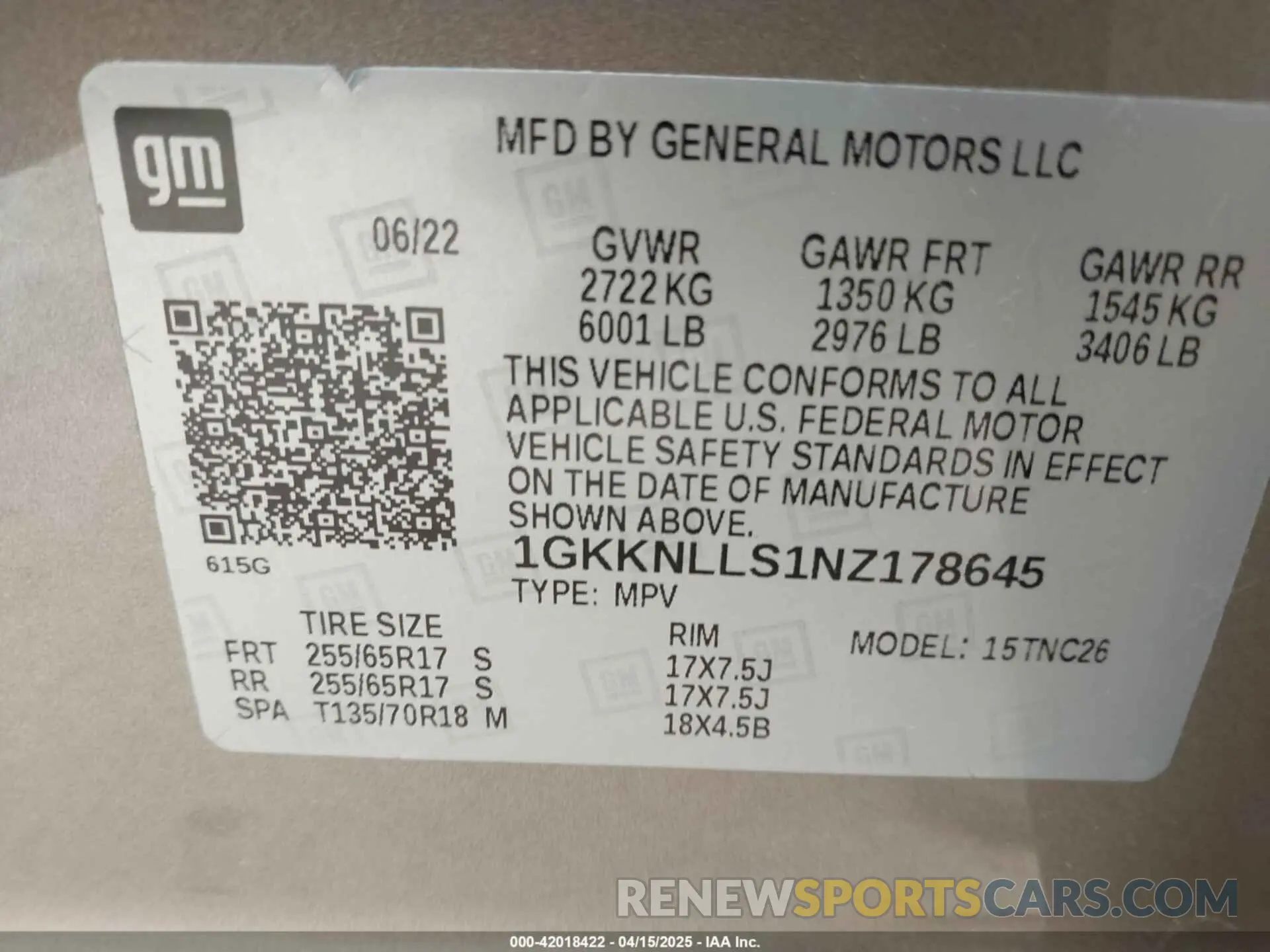 9 Photograph of a damaged car 1GKKNLLS1NZ178645 GMC ACADIA 2022