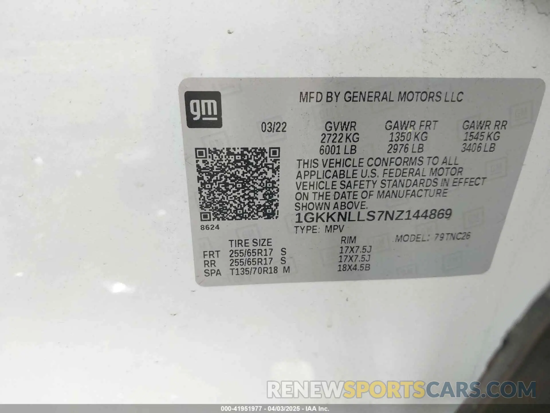 9 Photograph of a damaged car 1GKKNLLS7NZ144869 GMC ACADIA 2022