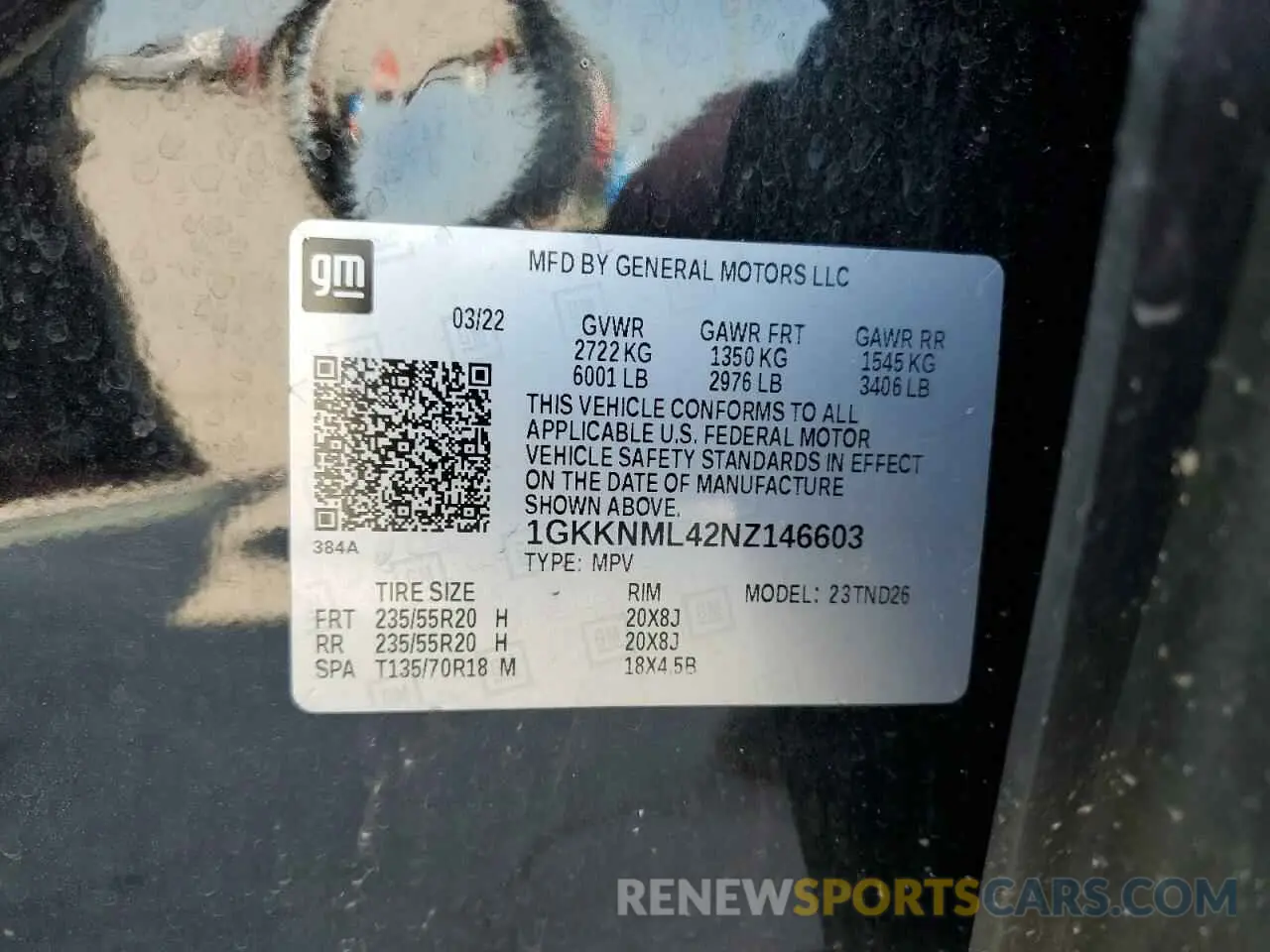 14 Photograph of a damaged car 1GKKNML42NZ146603 GMC ACADIA 2022