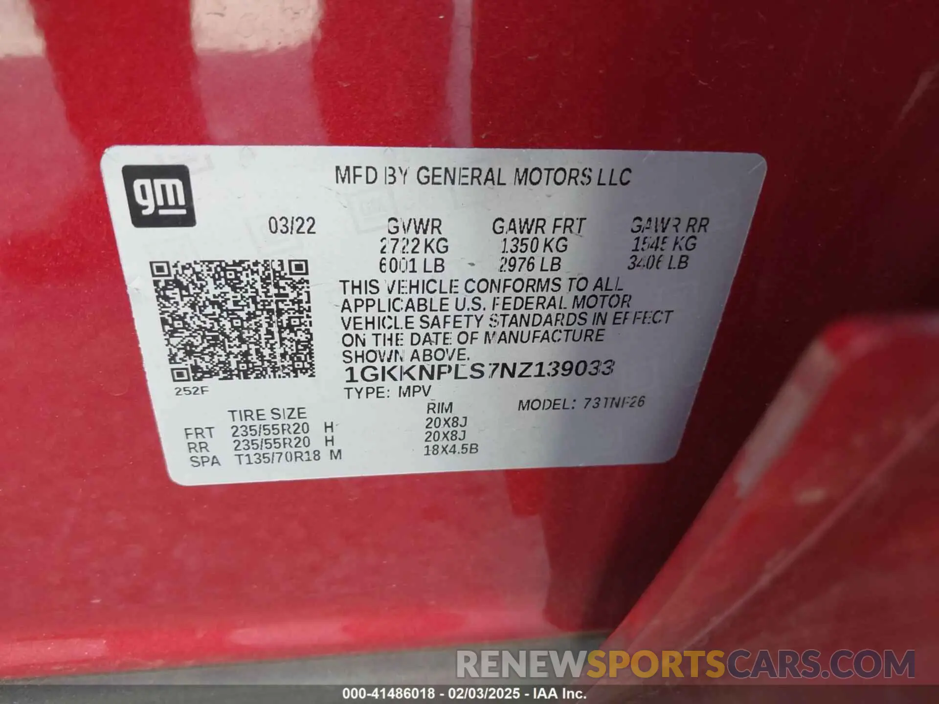 9 Photograph of a damaged car 1GKKNPLS7NZ139033 GMC ACADIA 2022