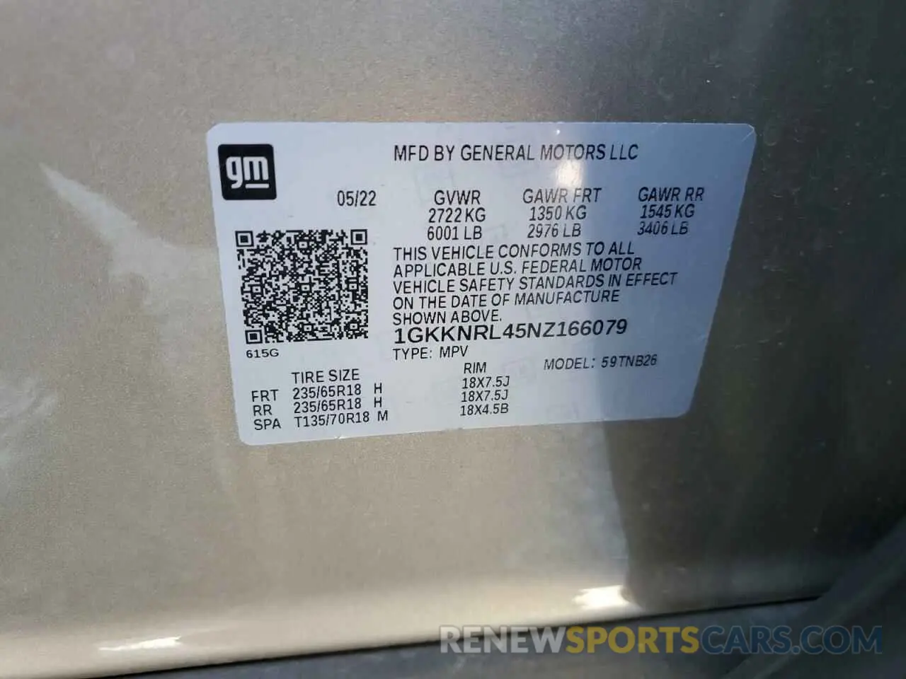 15 Photograph of a damaged car 1GKKNRL45NZ166079 GMC ACADIA 2022